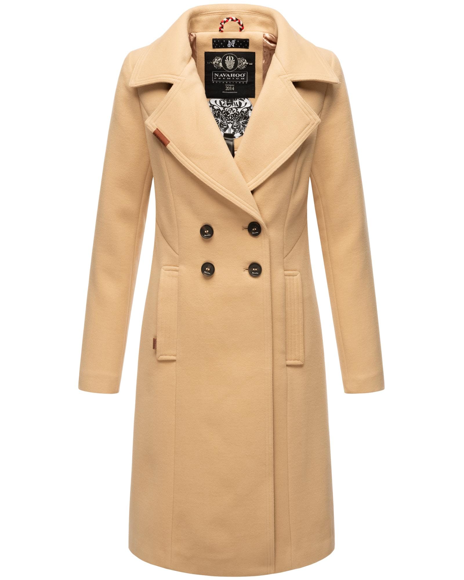 Navahoo Wintermantel "Wooly", edler Damen Trenchcoat in Wollmantel-Optik