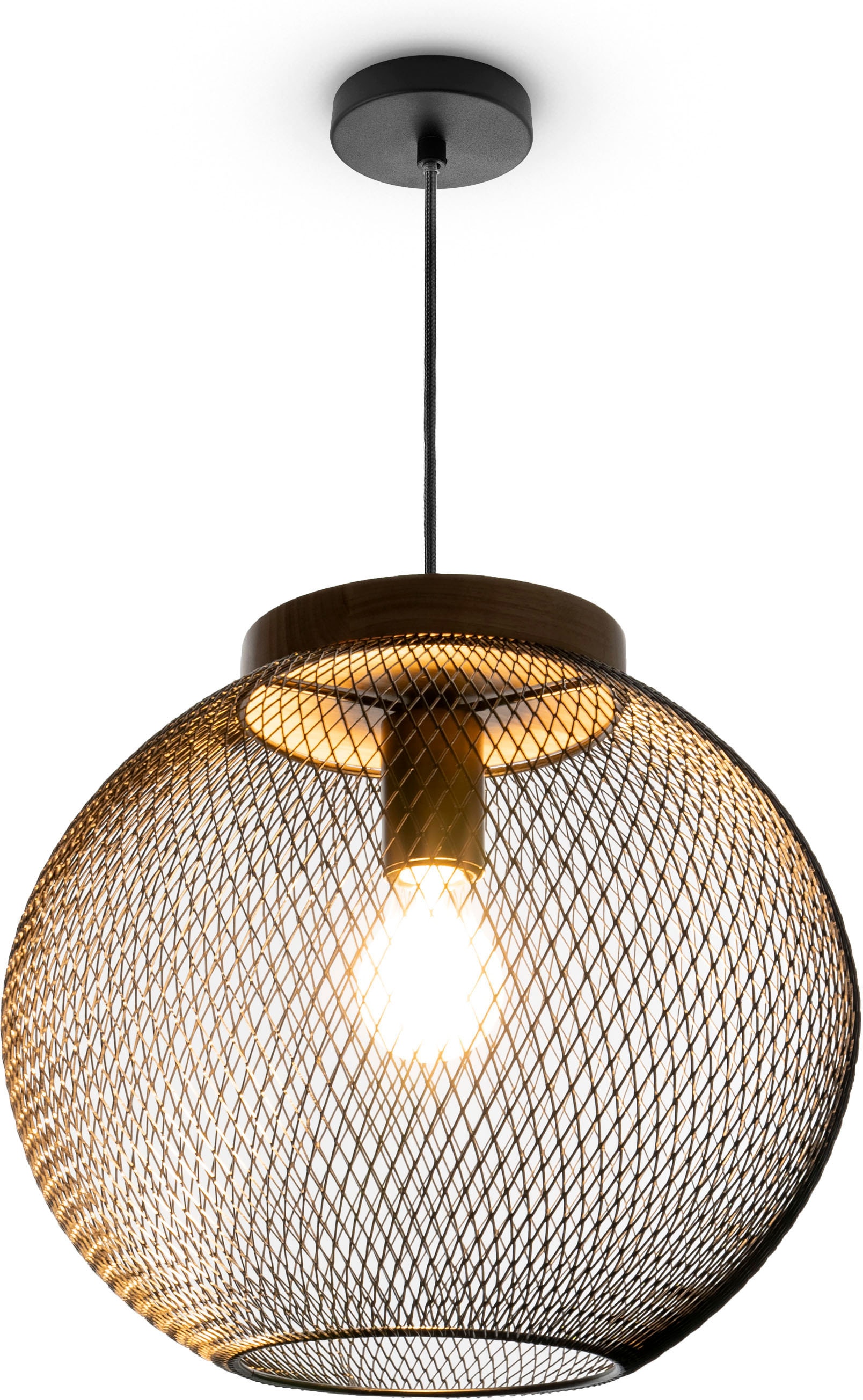 Paco Home Korblampen BAUR E27 Hängeleuchte | Pendelleuchte »TRAPU«, Esszimmer Holz Vintage Lampe Metall