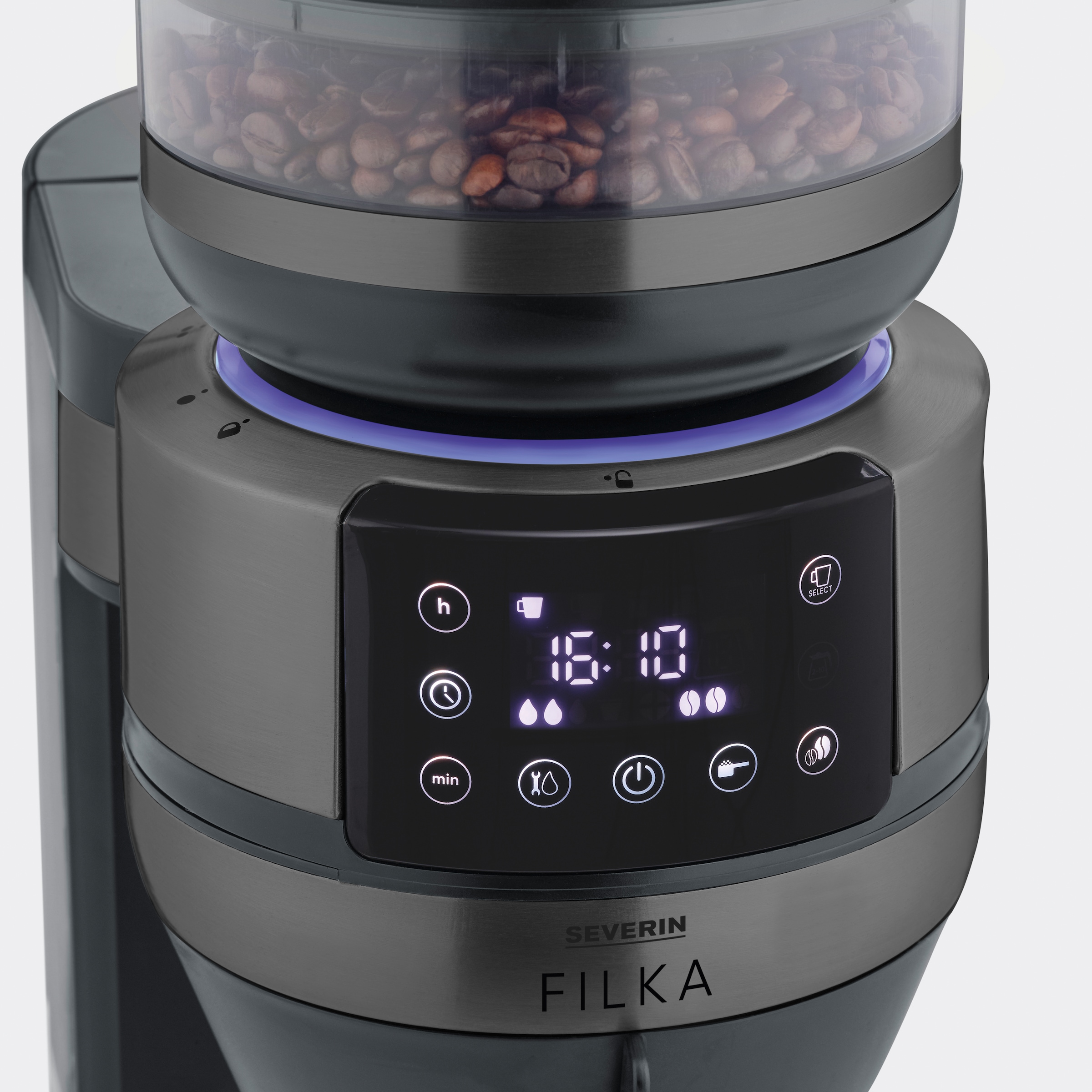 Severin Kaffeemaschine mit Mahlwerk »KA 4849 FILKA Limited Edition Dark Inox«, 1,4 l Kaffeekanne, Papierfilter, 1x4