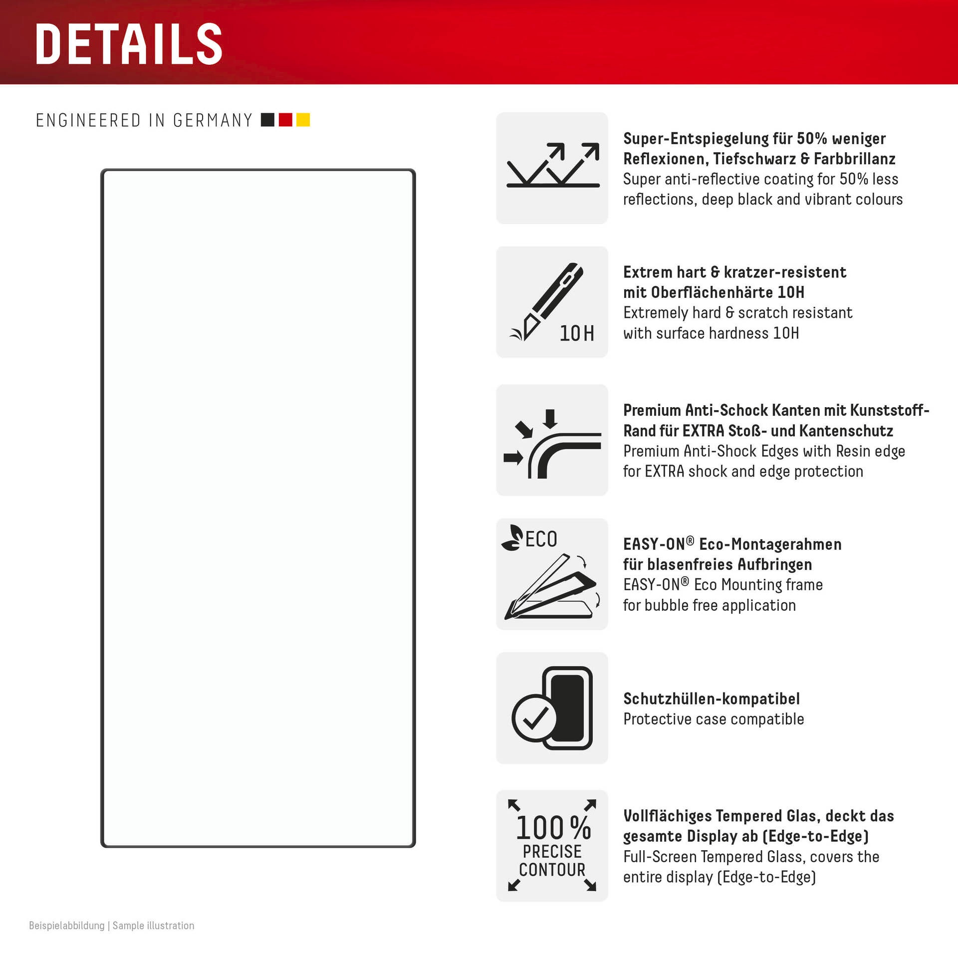 Displex Displayschutzglas »Premium Glass Full Cover Anti-Reflex«, für Samsung Galax S24 Ultra, (1 St.), Displayschutzfolie, Schutzfolie, Bildschirmschutz, kratz- & stoßfest