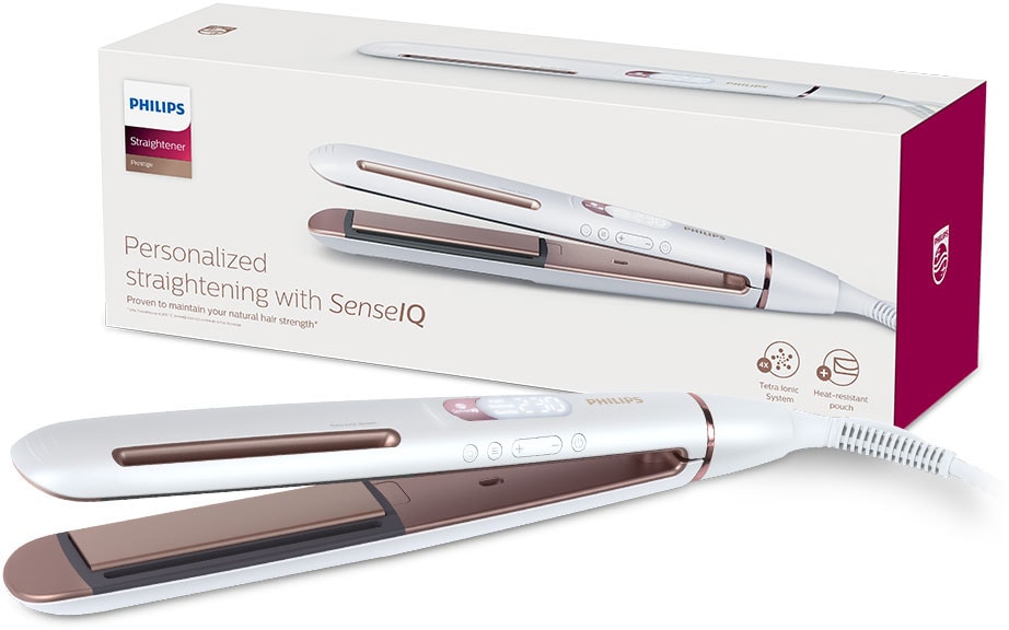 PHILIPS Glätteisen "Prestige BHS830/00"rosé, Glätteisen, mit SenseIQ Technologie, Tetra Ionic System und 3 Styling-Modi