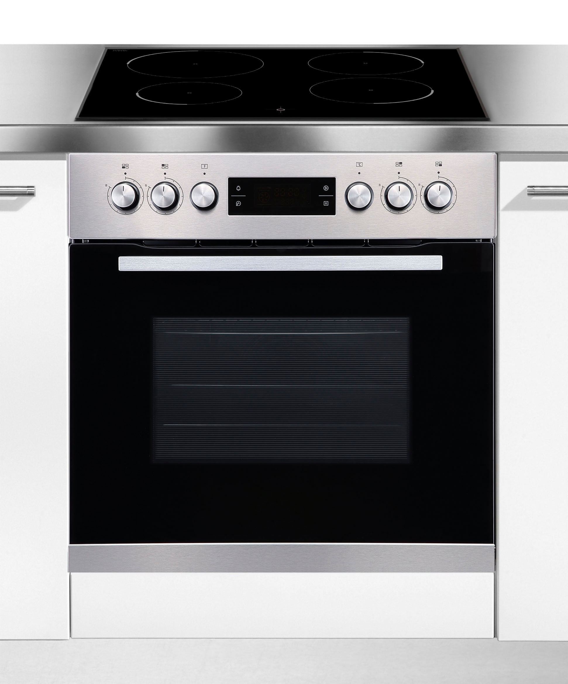 HANSEATIC Induktions Herd-Set "65C90C7-E11B200 + MC-IF7136B2-AC", silber, Herdsets, Das Wasser sehr schnell zum Kochen bringen, dank Induktion