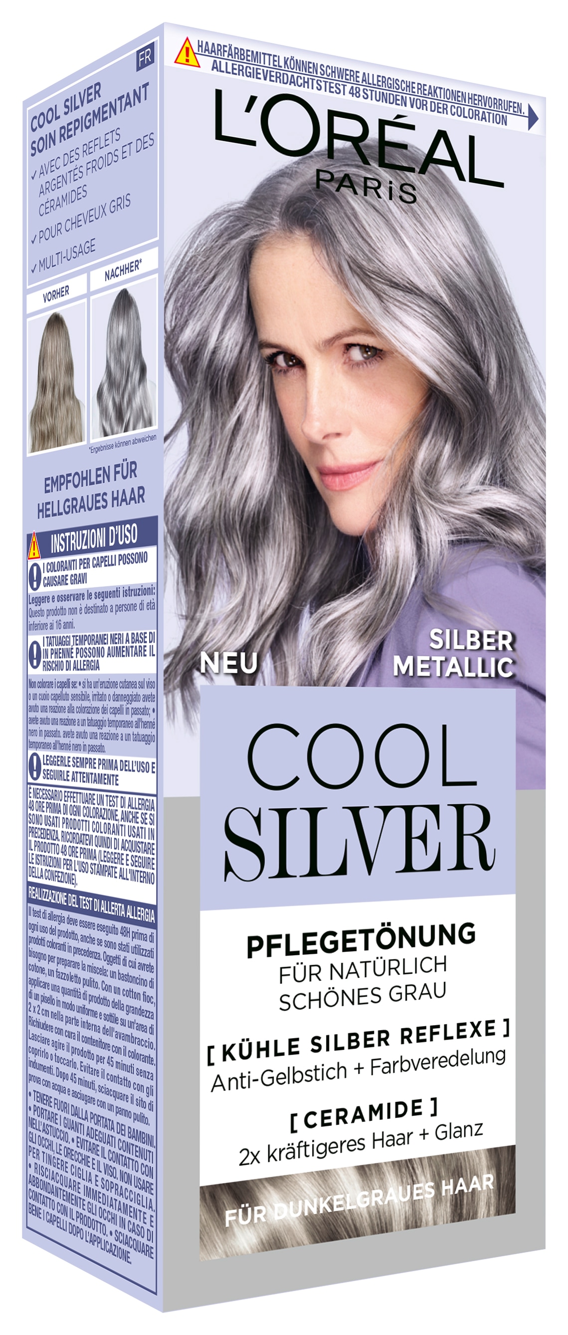 L'ORÉAL PARIS Coloration »COOL SILVER« Natürlich wirkender Silberglanz für graues Haar, mit Anti-Gelbstich.