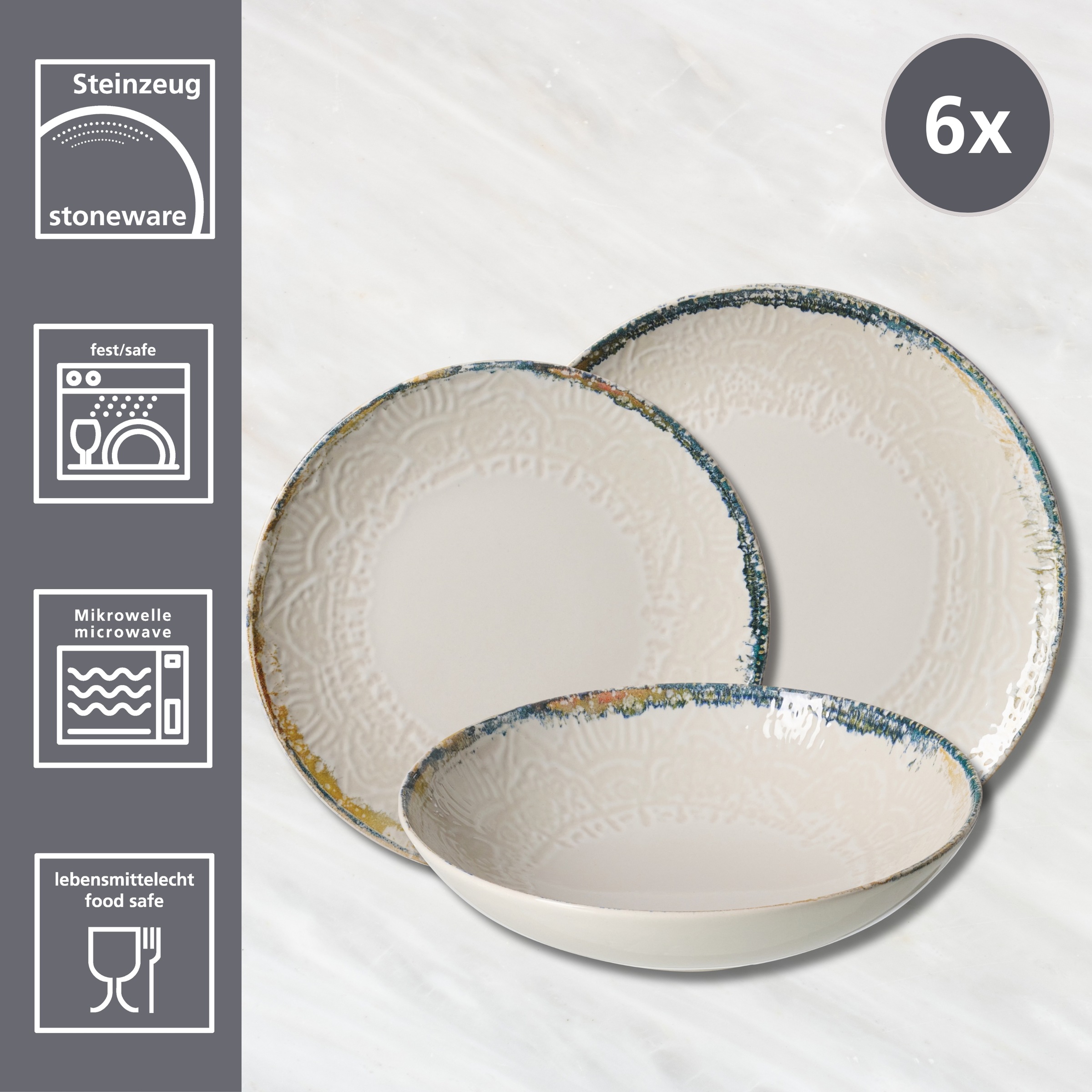 Ritzenhoff & Breker Tafelservice "Alfonso" Teller Set, aus Steinzeug für 6 günstig online kaufen