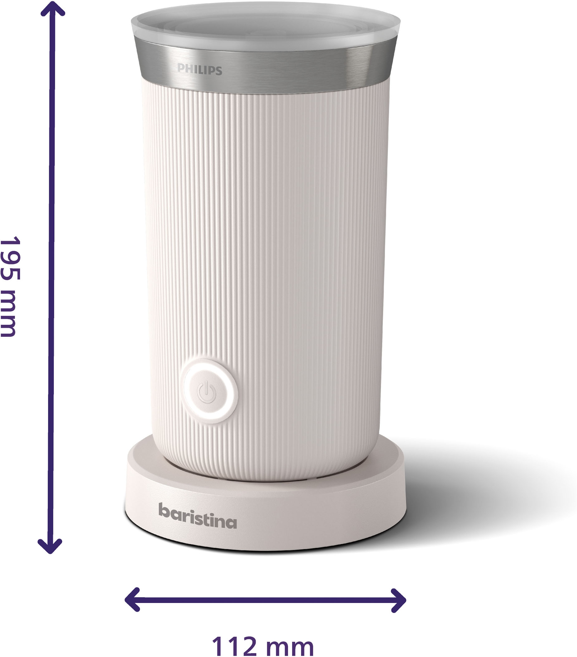 PHILIPS baristina Espressomaschine »BAR308/00 mit Mahlwerk für ganze Bohnen, Milchaufschäumer inkl.« 16 bar Pumpendruck, Naturweiß​