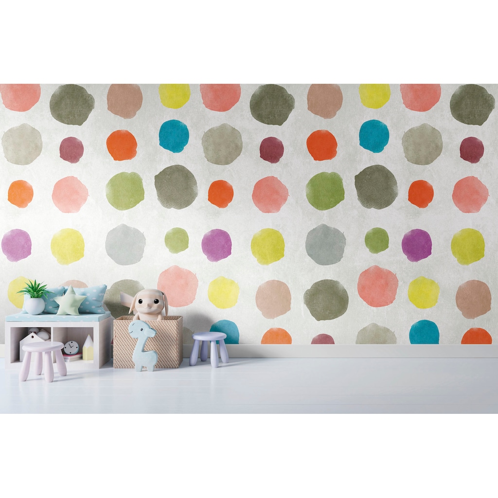 living walls Kindertapete »The Wall«, gepunktet-mehrfarbig-matt