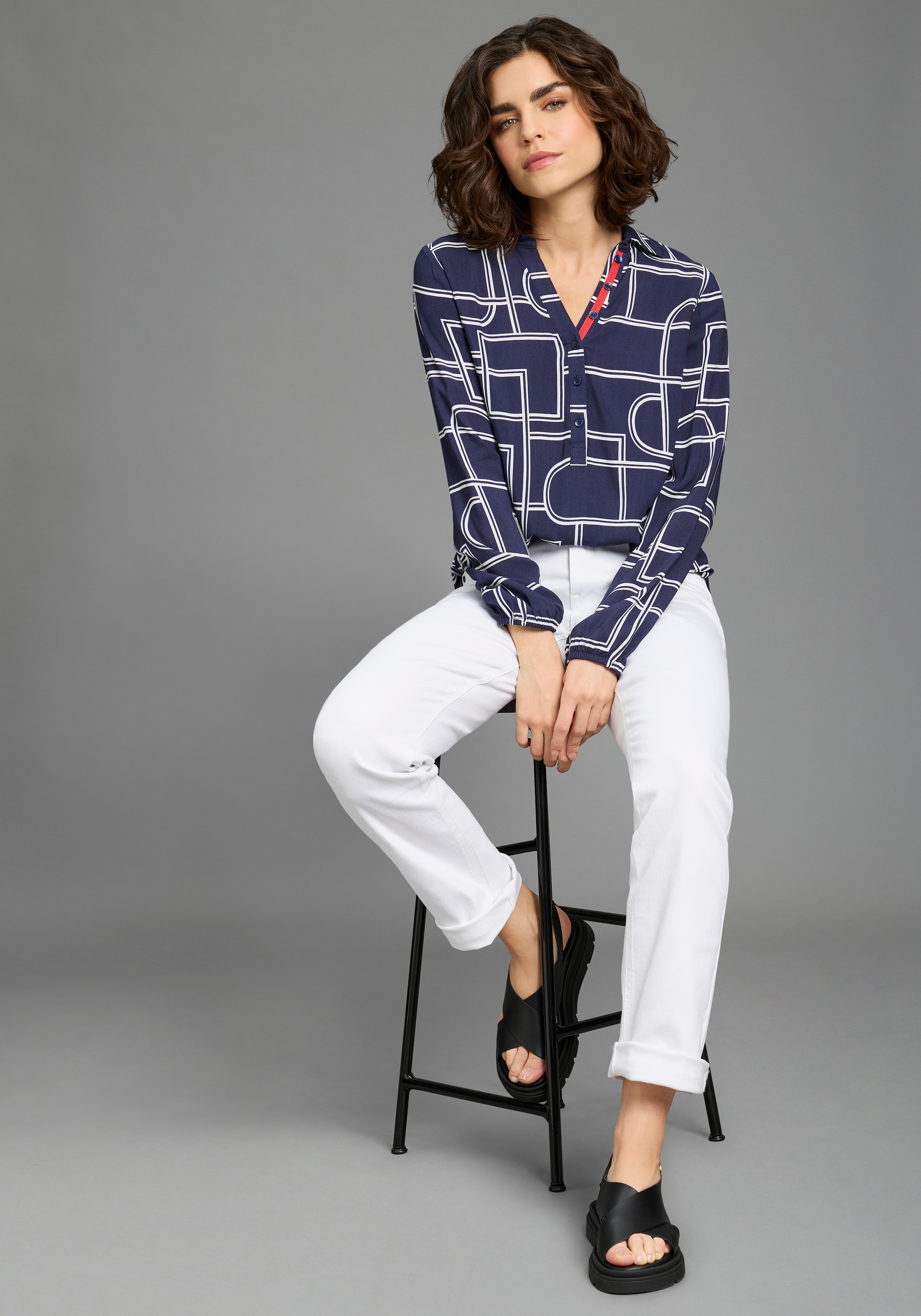 Laura Scott Longbluse mit Kontrasttape - NEUE KOLLEKTION