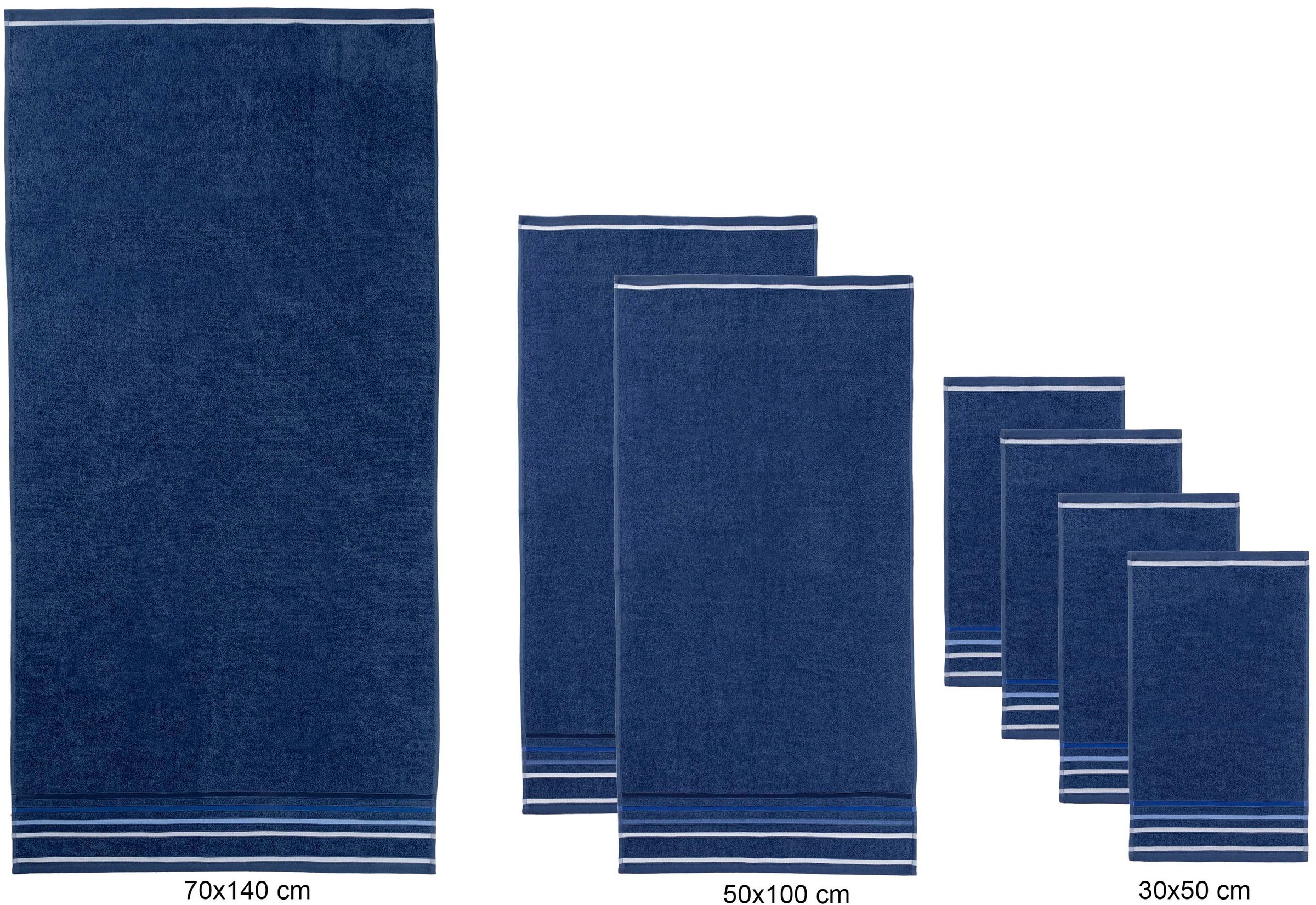 OTTO home Handtuch Set »Niki, Duschtuch, Handtücher und Gästetücher« Set Walkfrottee Handtücher mit mehrfarbiger Streifenbordüre, weich, aus 100% Baumwolle