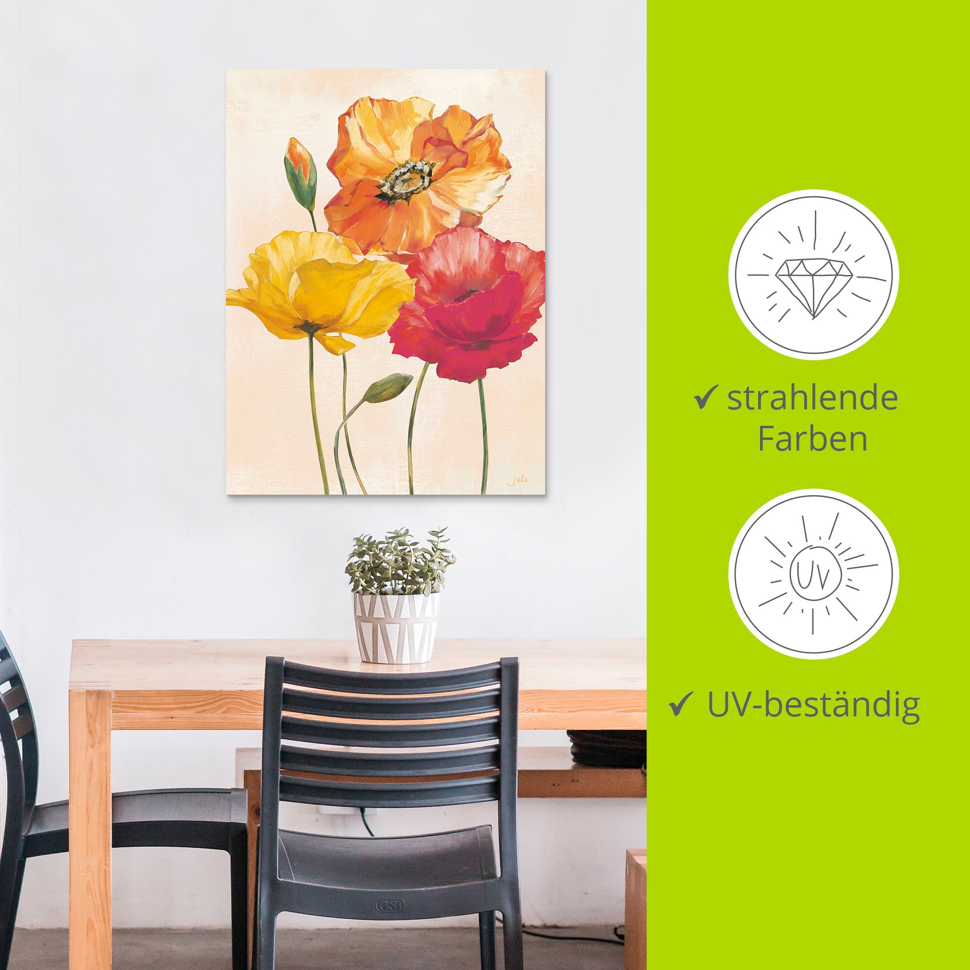 Artland Wandbild »Bunte Mohnblumen I«, Blumenbilder, (1 St.), als Alubild, Outdoorbild, Leinwandbild, Poster, Wandaufkleber