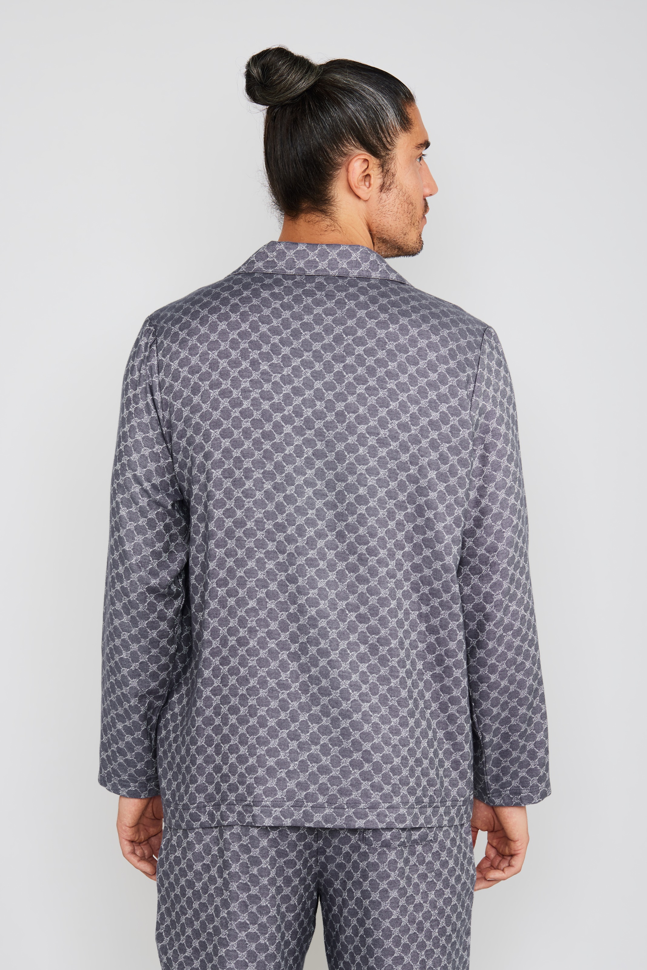 Thumbnail - JOOP Pyjamaoberteil "Relax" mit langen Ärmeln, Cornflower-Design, Kragen