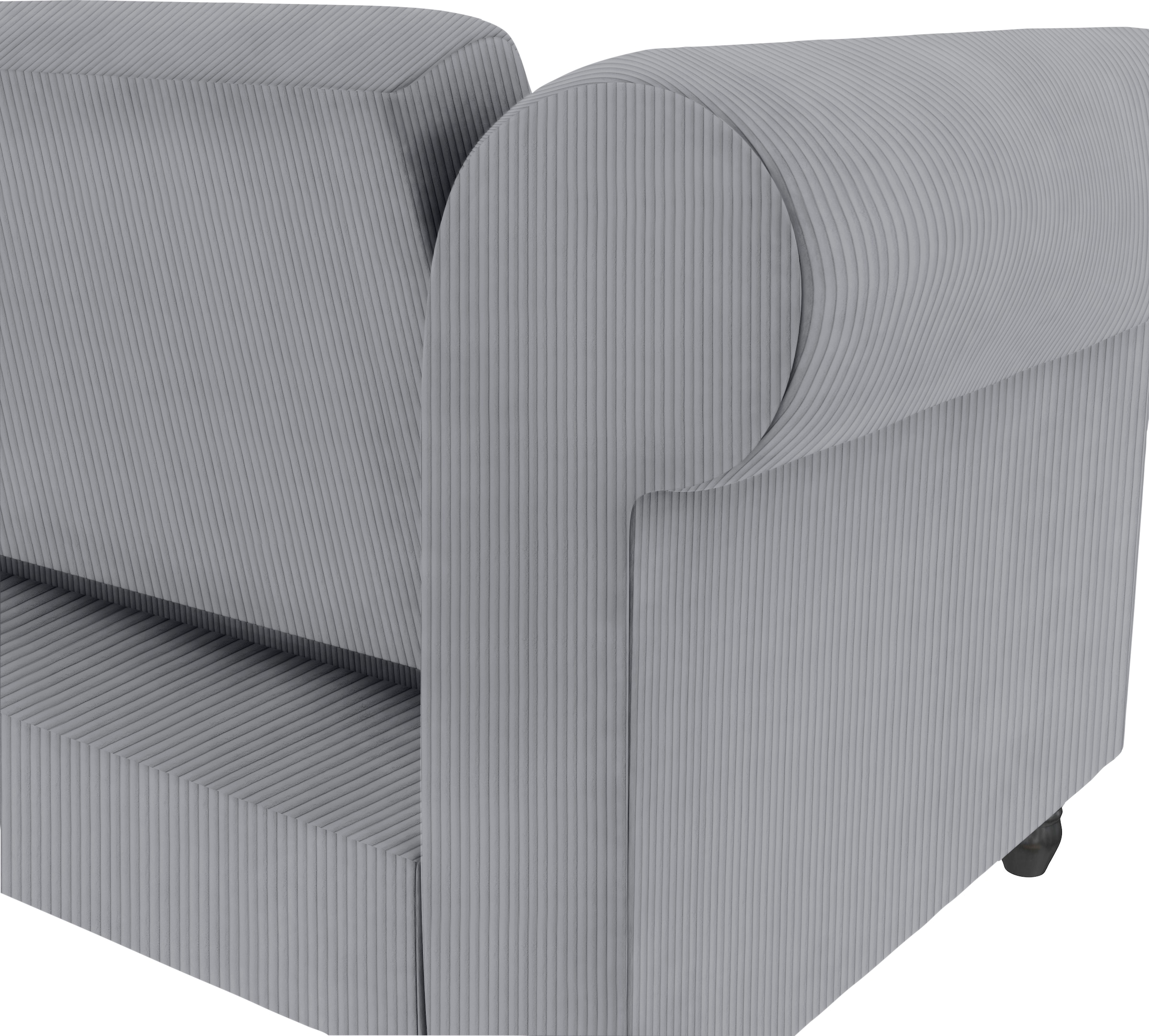 Dorel Home Ecksofa »Felix II, L-Form, Schlafsofa 241cm (Liegefl. 108/195 cm),«, verstellb. Rückenlehne, Recamiere wechselbar, Cord