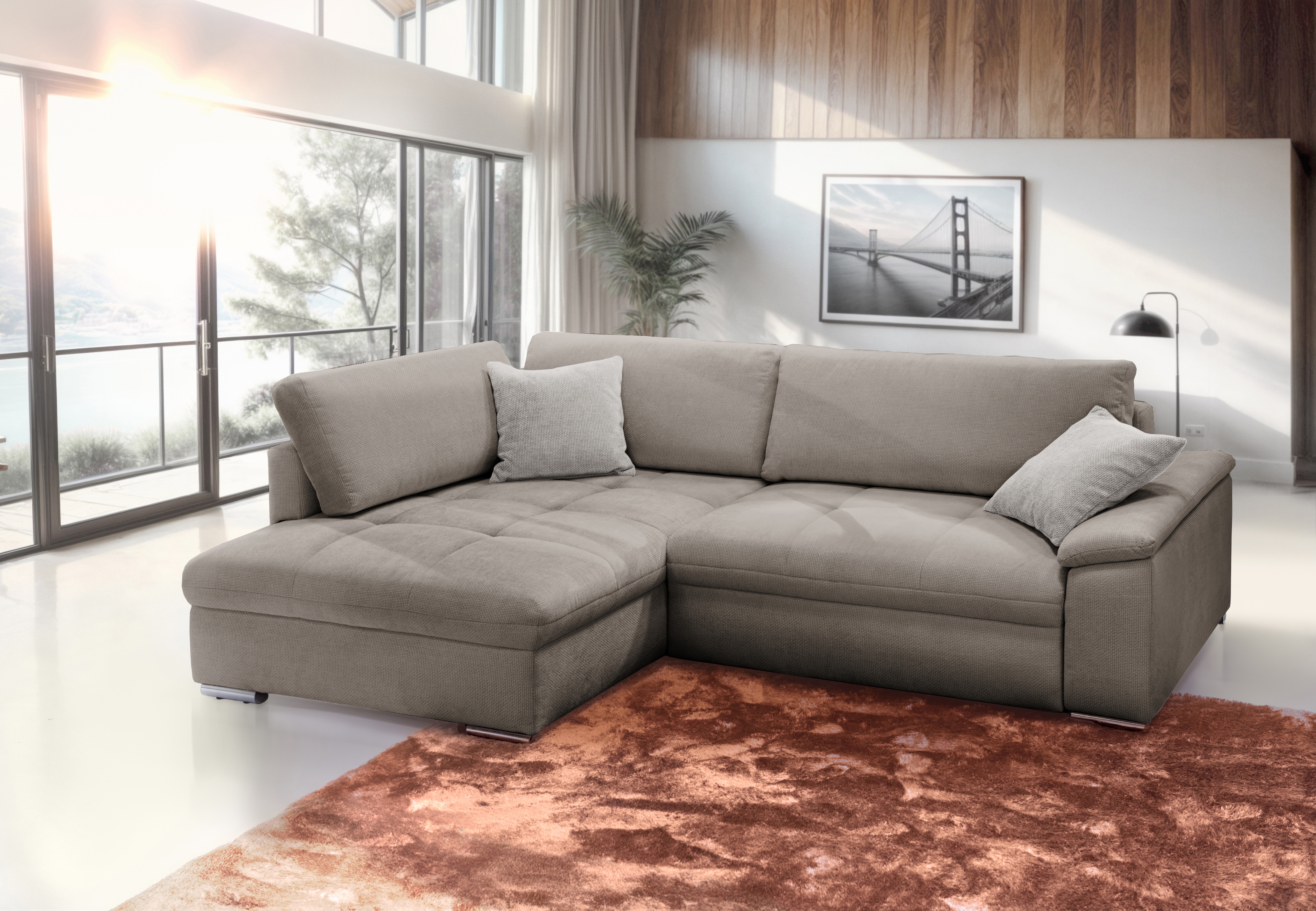 exxpo - sofa fashion Ecksofa "Casa Grande inkl. Bettfunktion & Bettkasten, bequem" Breite 268cm, L-Form, guter Sitzkomfort, große Liegefläche