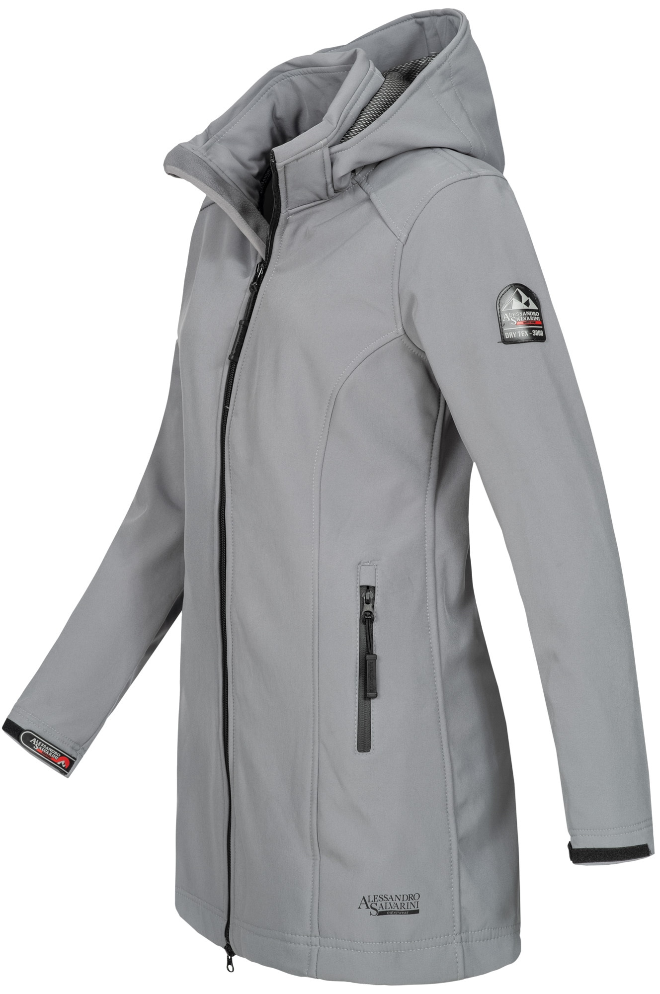 Alessandro Salvarini Softshelljacke »Alessia«, lang mit abnehmbarer Kapuze