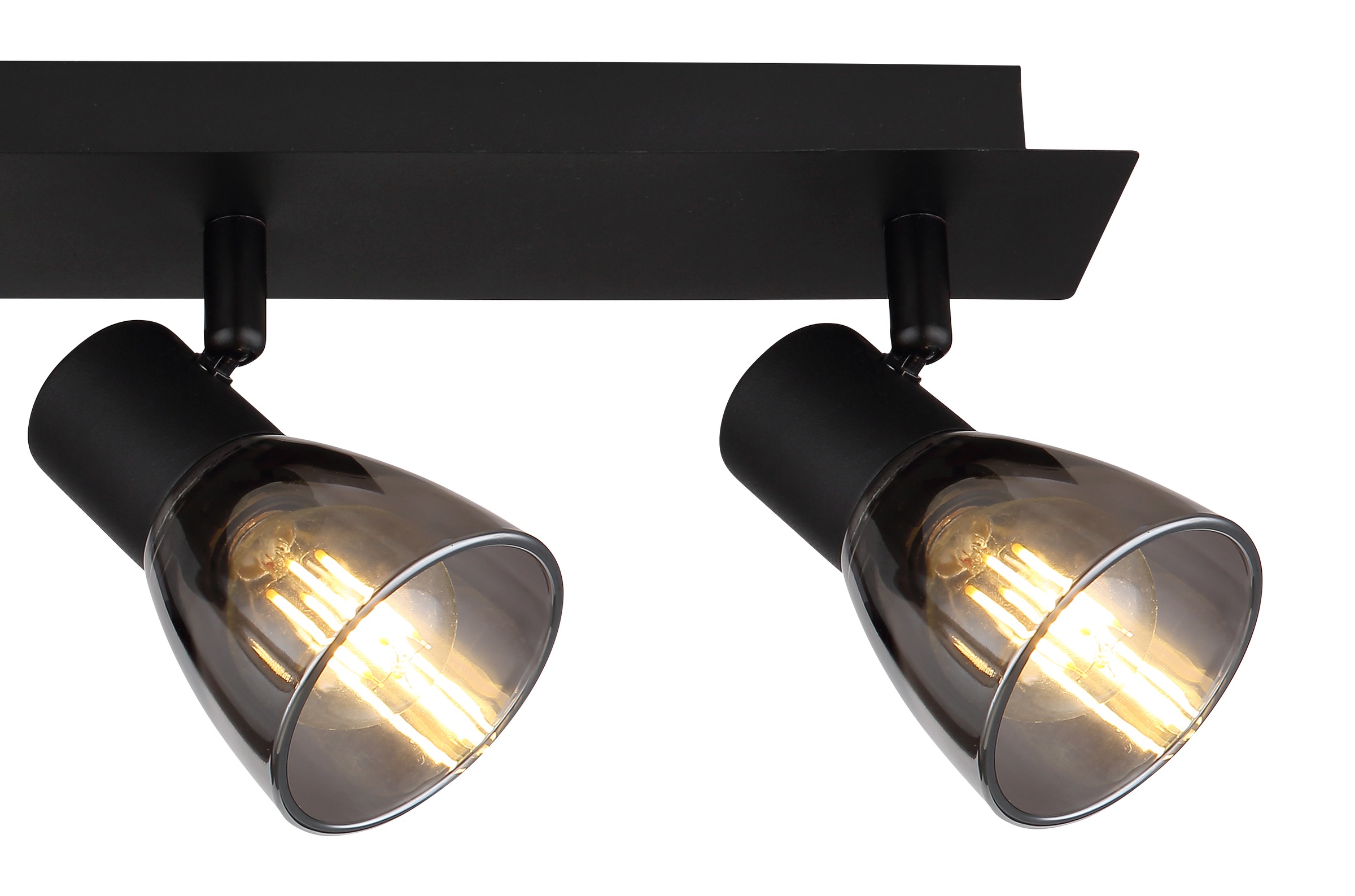 GLOBO LIGHTING Deckenstrahler »CLAUDE«, Leuchtmittel E14 | ohne Leuchtmittel, Deckenspot/schwarz/Glas rauchfarben/LxBxH: 500x70x155mm