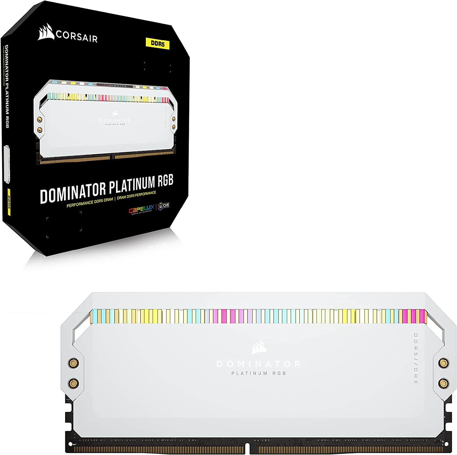 Corsair Arbeitsspeicher »DOMINATOR PLATINUM RGB DDR5 5200 White«, RGB Beleuchtung ICUE, INTEL optimiert