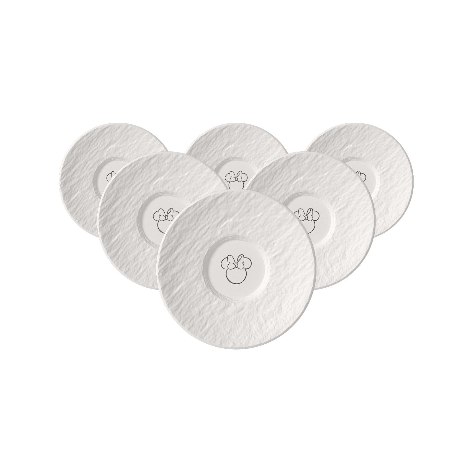 Villeroy & Boch Untertasse "Espresso-Untertassen Manufacture-Rock blanc Mickey Mouse ø 12,1 cm 6er Set weiß" Spülmaschinenfest, Mikrowellensicher