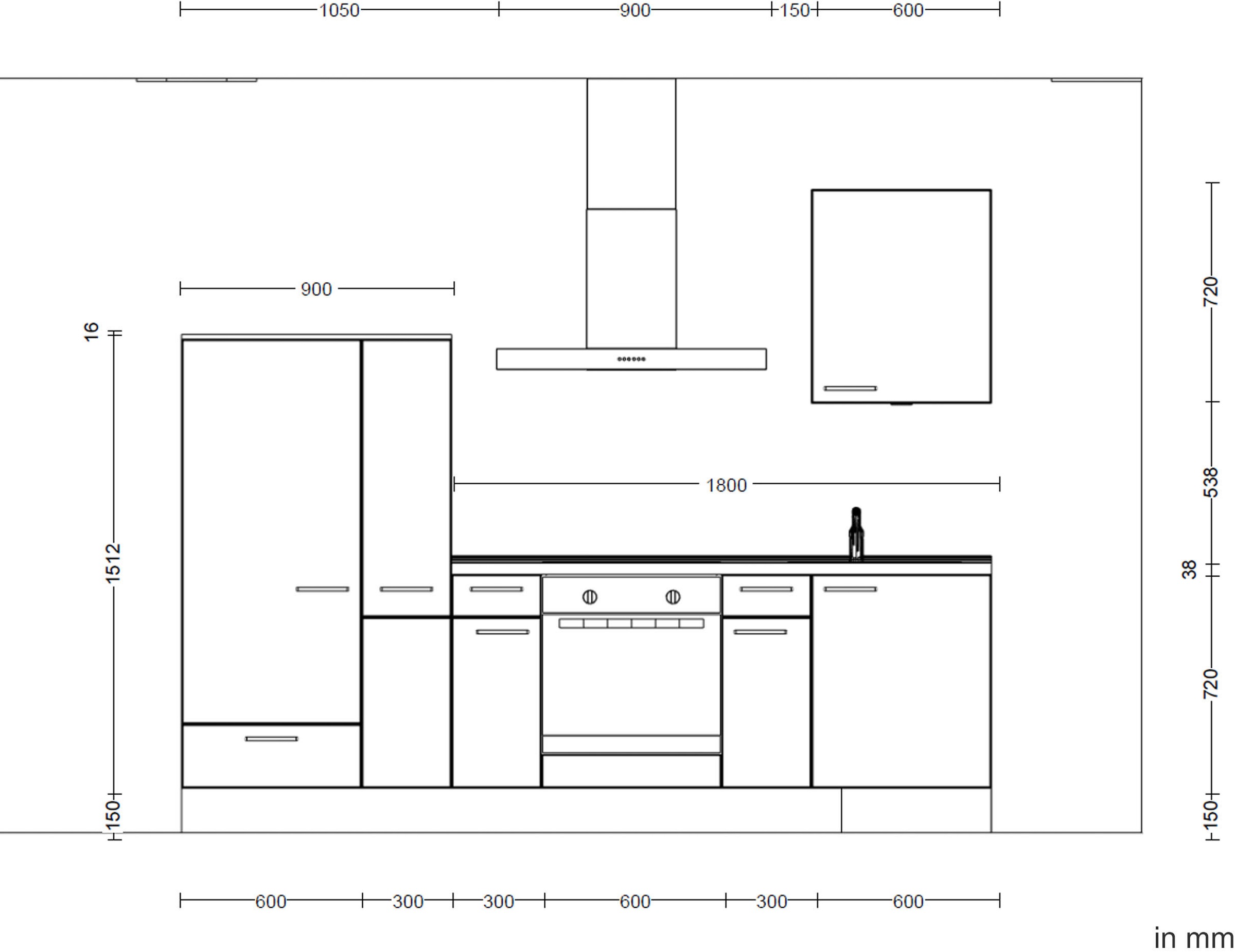 nobilia® Küchenzeile »"Riva basic"«, vormontiert, Ausrichtung wählbar, Breite 270 cm, mit E-Geräten