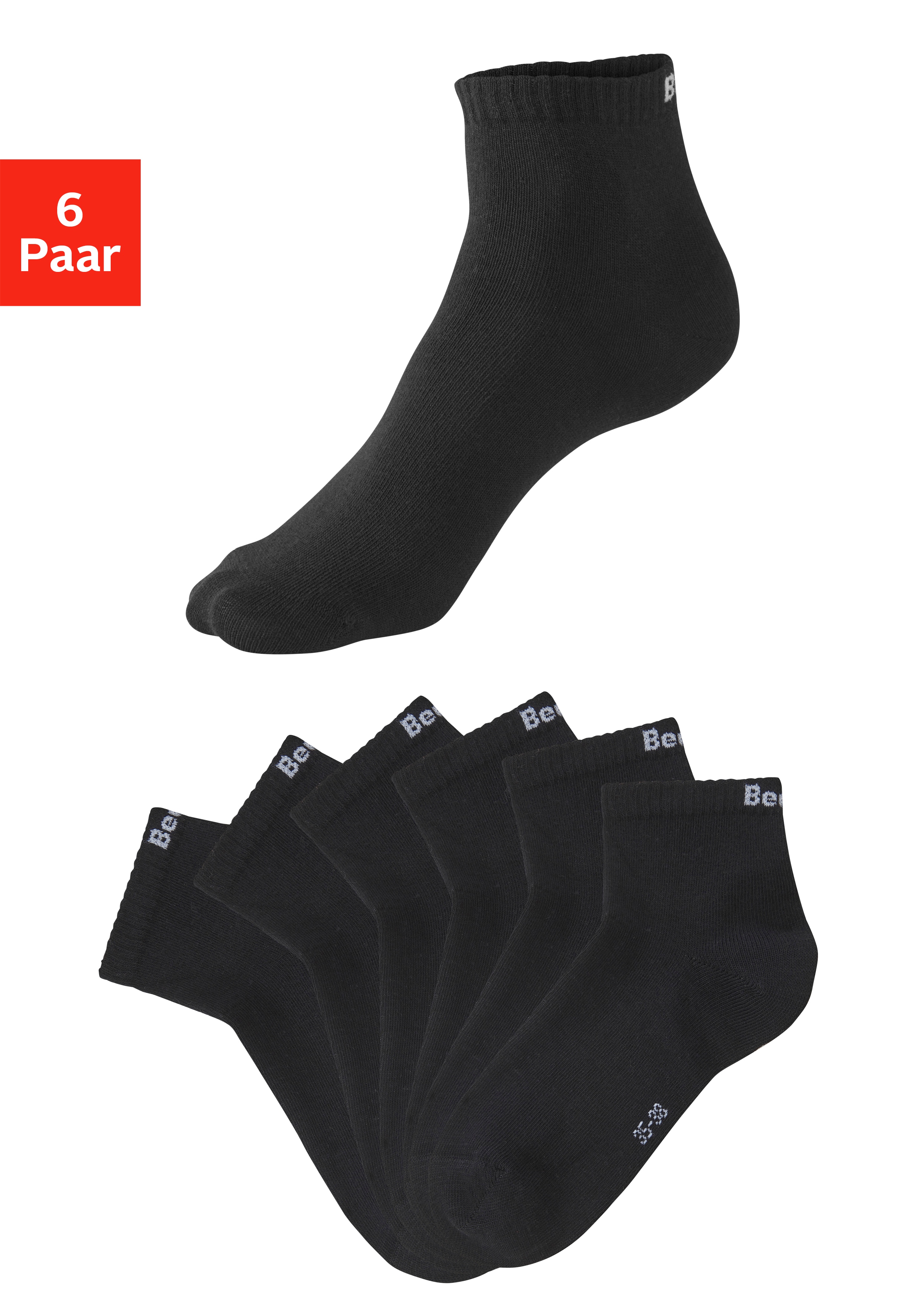 Bench. Kurzsocken "für Damen und Herren in Baumwollmischung, für Sport und Freizeit" Packung, 6 Paar tlg. mit klassischem Logoschriftzug, ohne Frottee