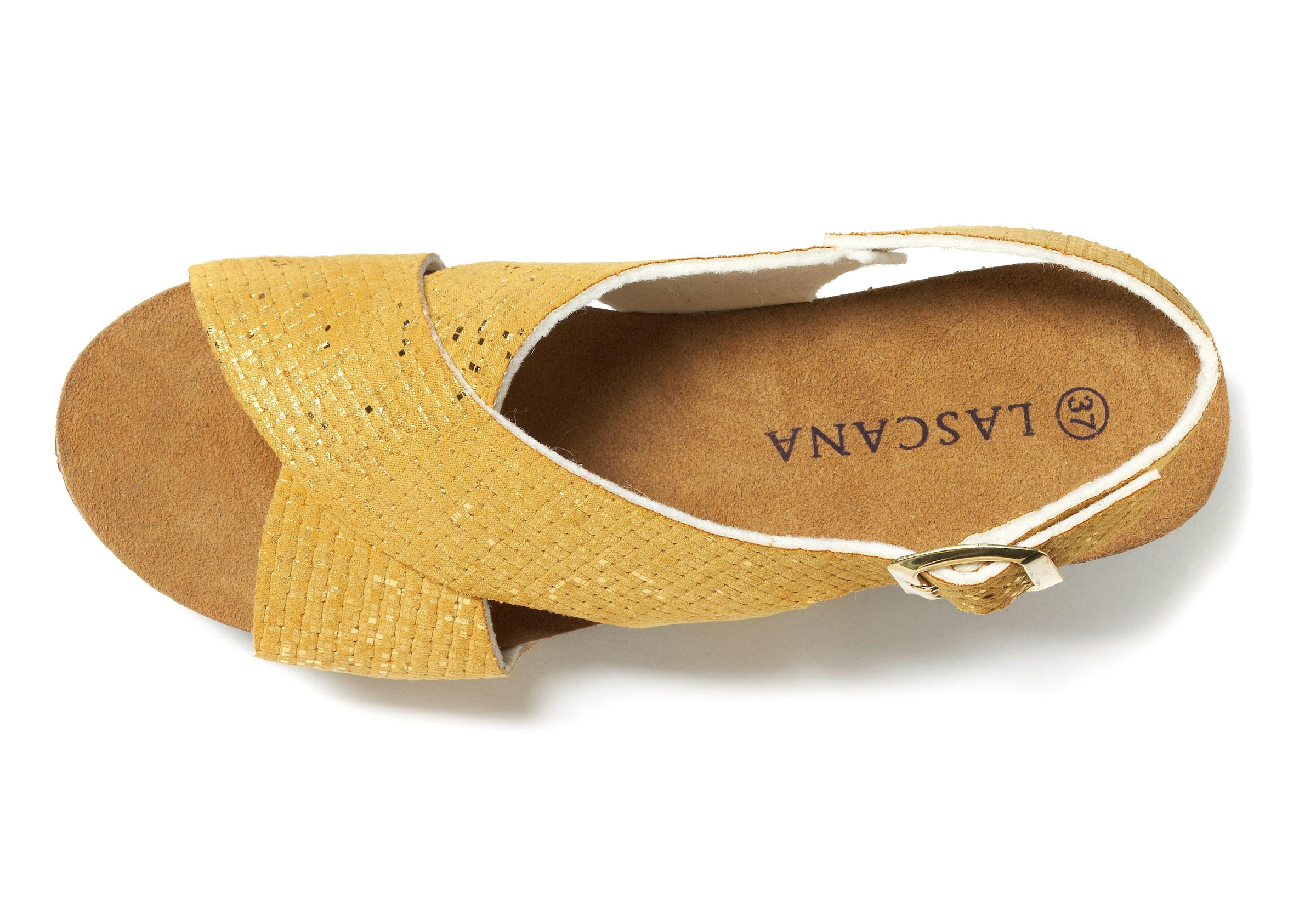 LASCANA Sandalette »Sommerschuh«, Sommerschuh mit Keilabsatz und Korkfußbett
