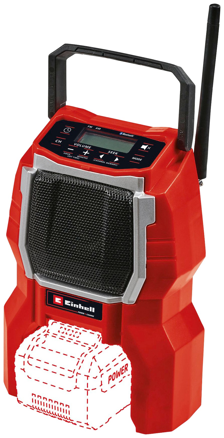 EINHELL Baustellenradio "TC-RA 18 Li BT - Solo", B:10cm H:23,2cm T:16,3cm, rot, Radios, ohne Akku und Ladegerät