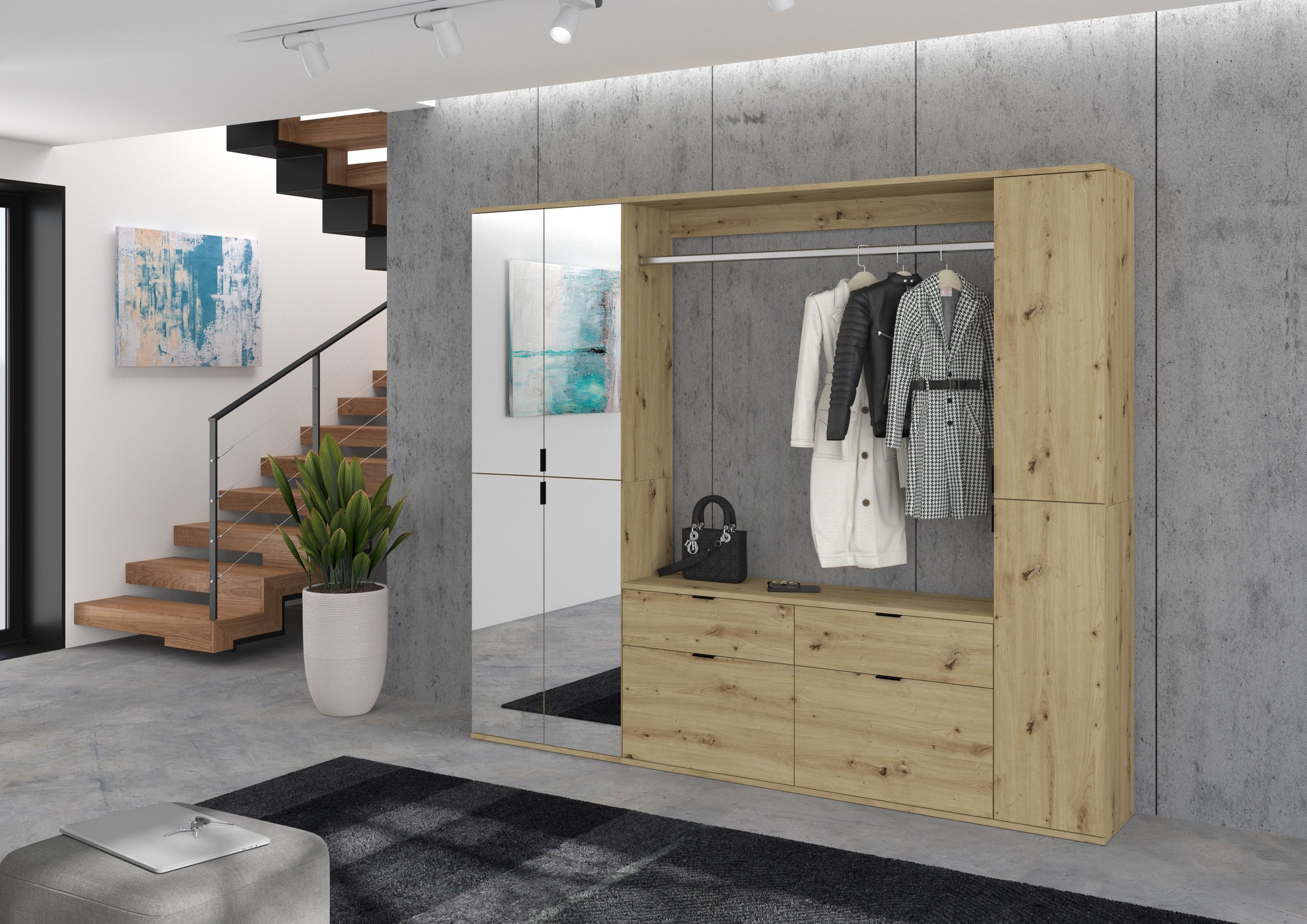 Home affaire Garderoben-Set "Trondheim, Breite 212 cm, 5-teilig, bestehend günstig online kaufen