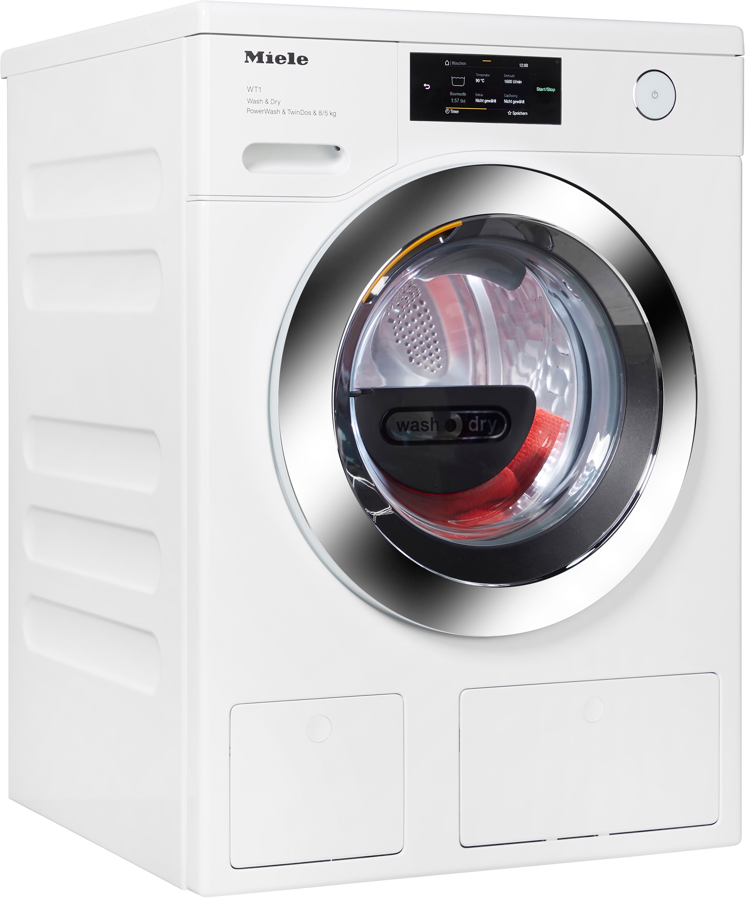 MIELE Waschtrockner "WTR860WPM D LW PWash&TDos 8/5 Kg", B:59,6cm H:85cm T:63,7cm, weiß, Waschtrockner, unterbaufähig, QuickPower für schnelles