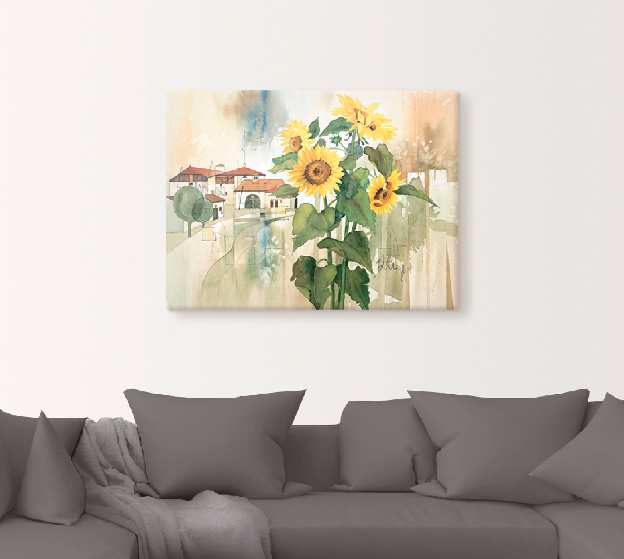 Artland Leinwandbild »Gruss der Sonnenblume«, Blumen, (1 St.), auf Keilrahmen gespannt