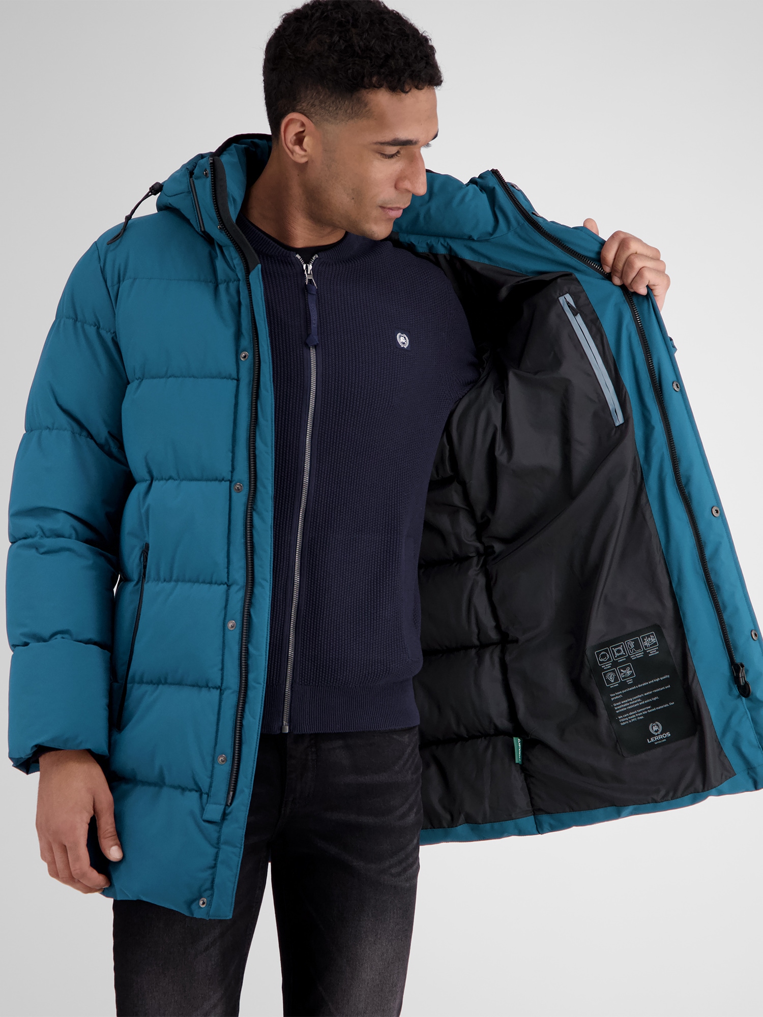 LERROS Steppjacke »LERROS Warm gefütterte Steppjacke mit abnehmbarer Kapuze«, mit Kapuze, Wasser_Wind_Atmung