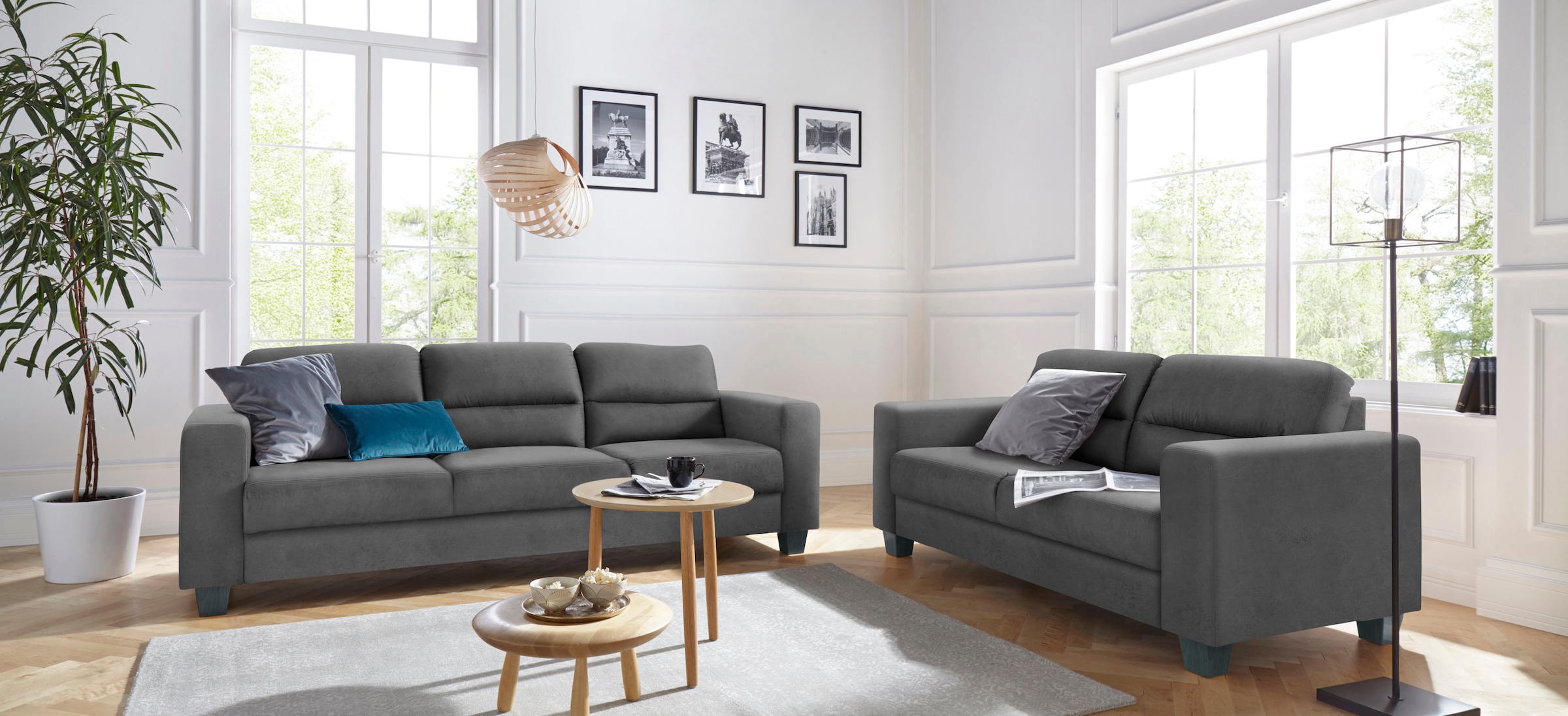 TRENDMANUFAKTUR 2,5-Sitzer »Chamber mit hohem Sitzkomfort«, in zeitloser Optik, Kopfstützen optional bestellbar