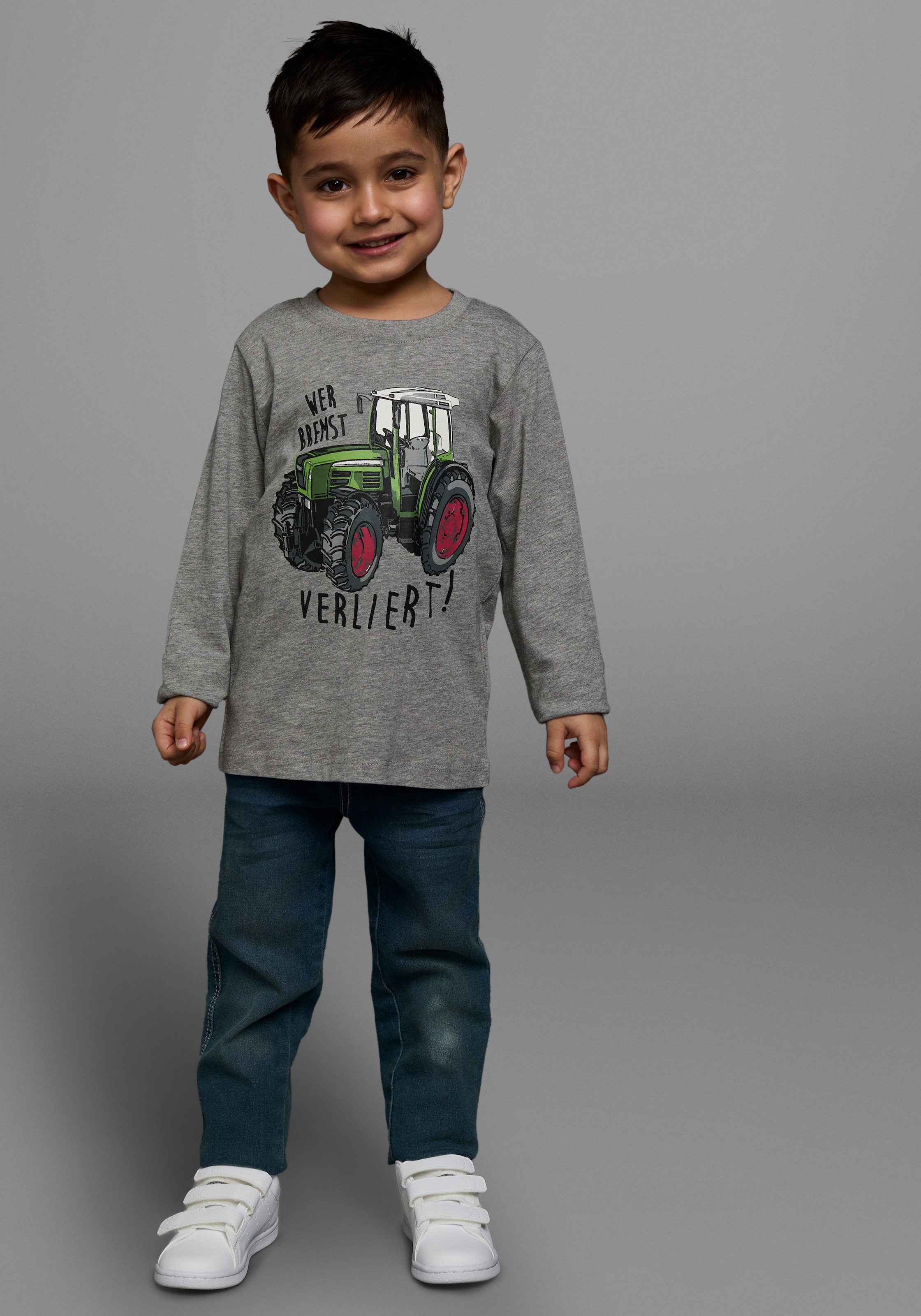 KIDSWORLD Langarmshirt »WER BREMST, VERLIERT!«, Langarm, dehnbares Material, aus Baumwolle und Viskose