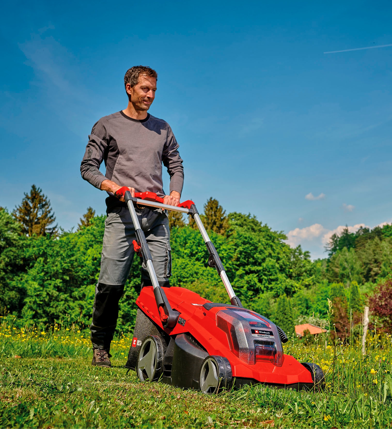 Einhell Akkurasenmäher »Einhell Power X-Change RASARRO 36/40«, mit 2x Akku 18V/4,0Ah und 2x Ladegerät