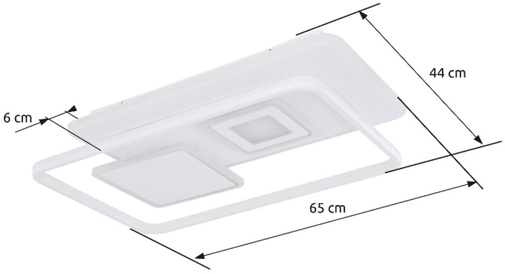 GLOBO LIGHTING Deckenleuchte »RODERICK« LED-Modul 1 Stk. Deckenleuchte Weiß/Opal, dimmbar, LED 55W, Fernbedienung