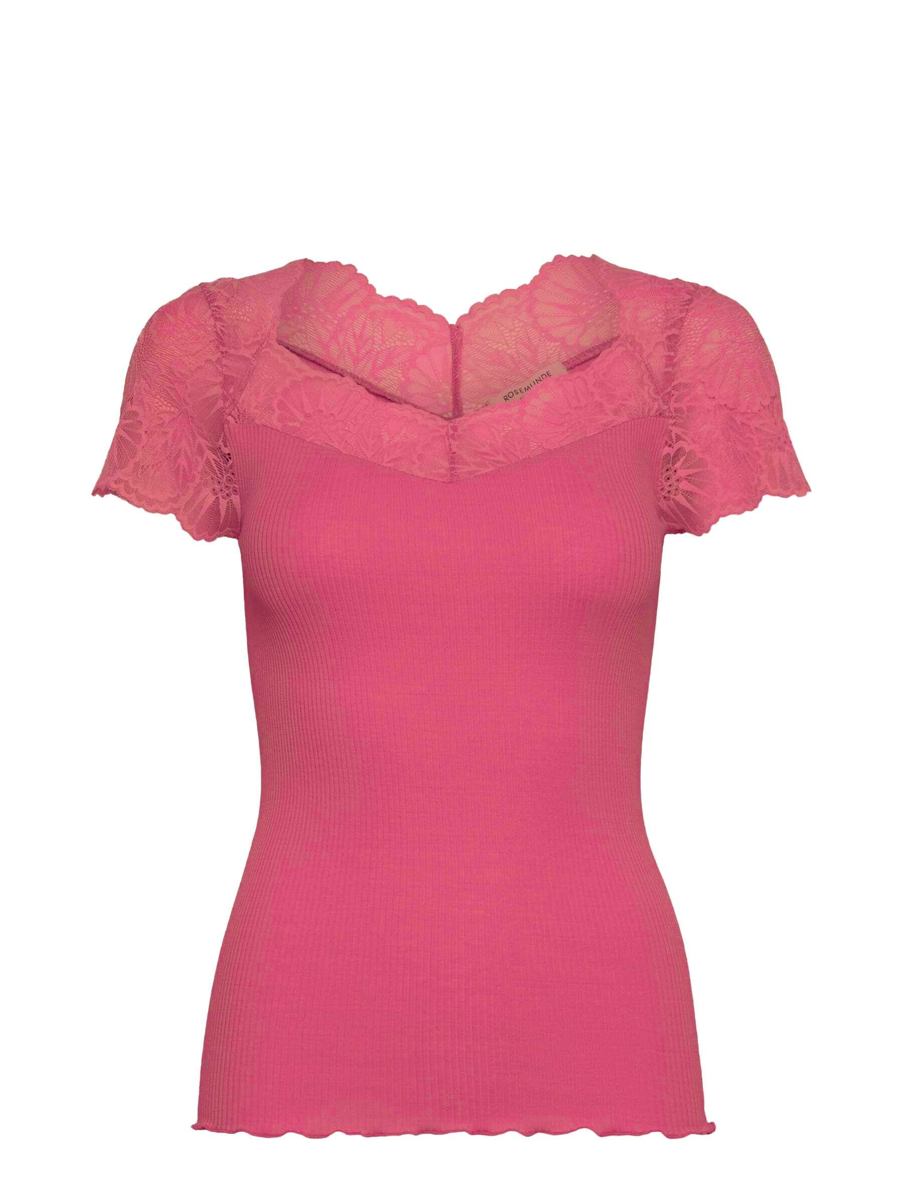 rosemunde Spitzenshirt "Beatha Lace Capsleeve T-Shirt mit Seide" wunderschöne elastisch weiche Vintage-Spitze an Ausschnitt und Ärmeln