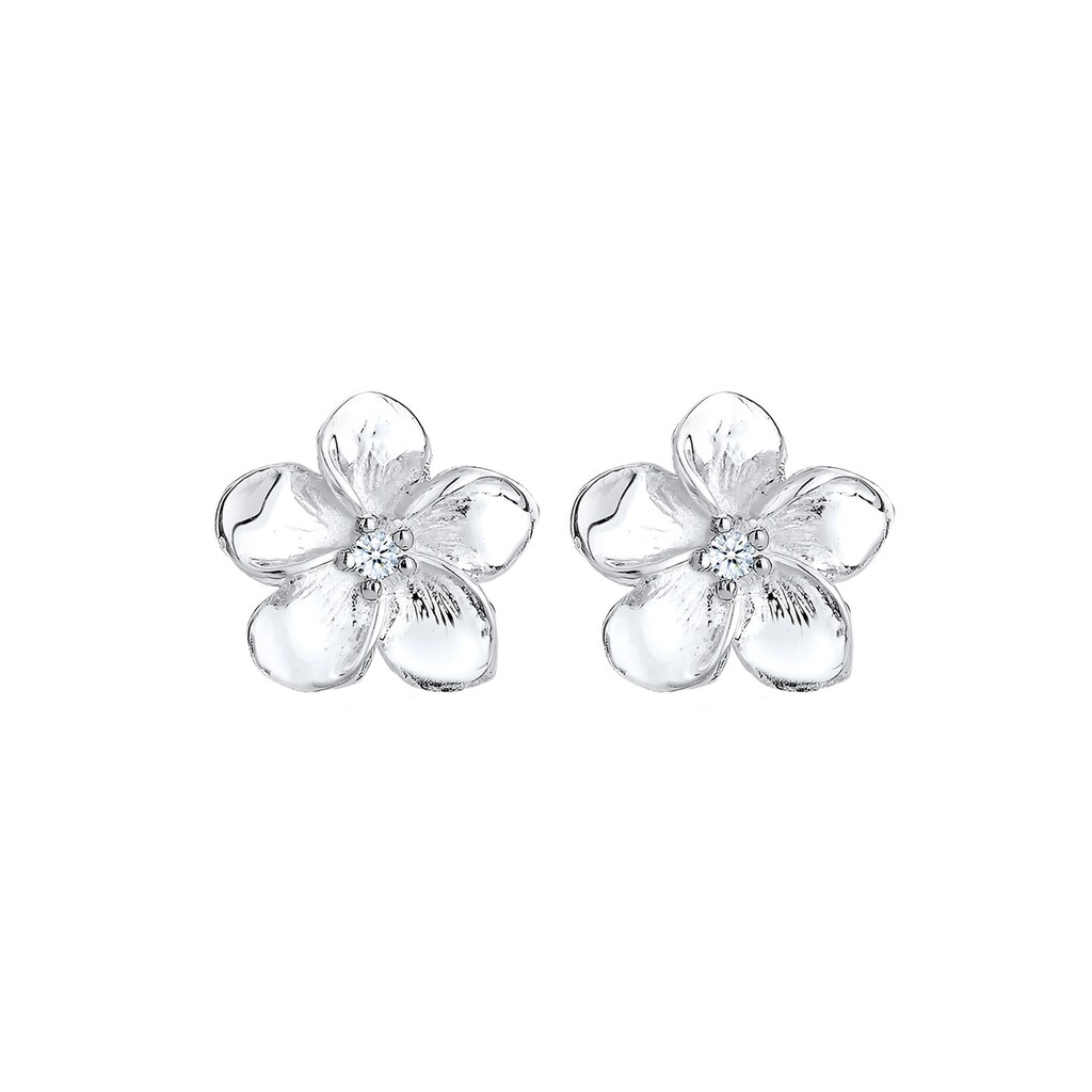 Elli DIAMONDS Paar Ohrstecker »Frangipani Blüte Diamant Blume 925 Silber«