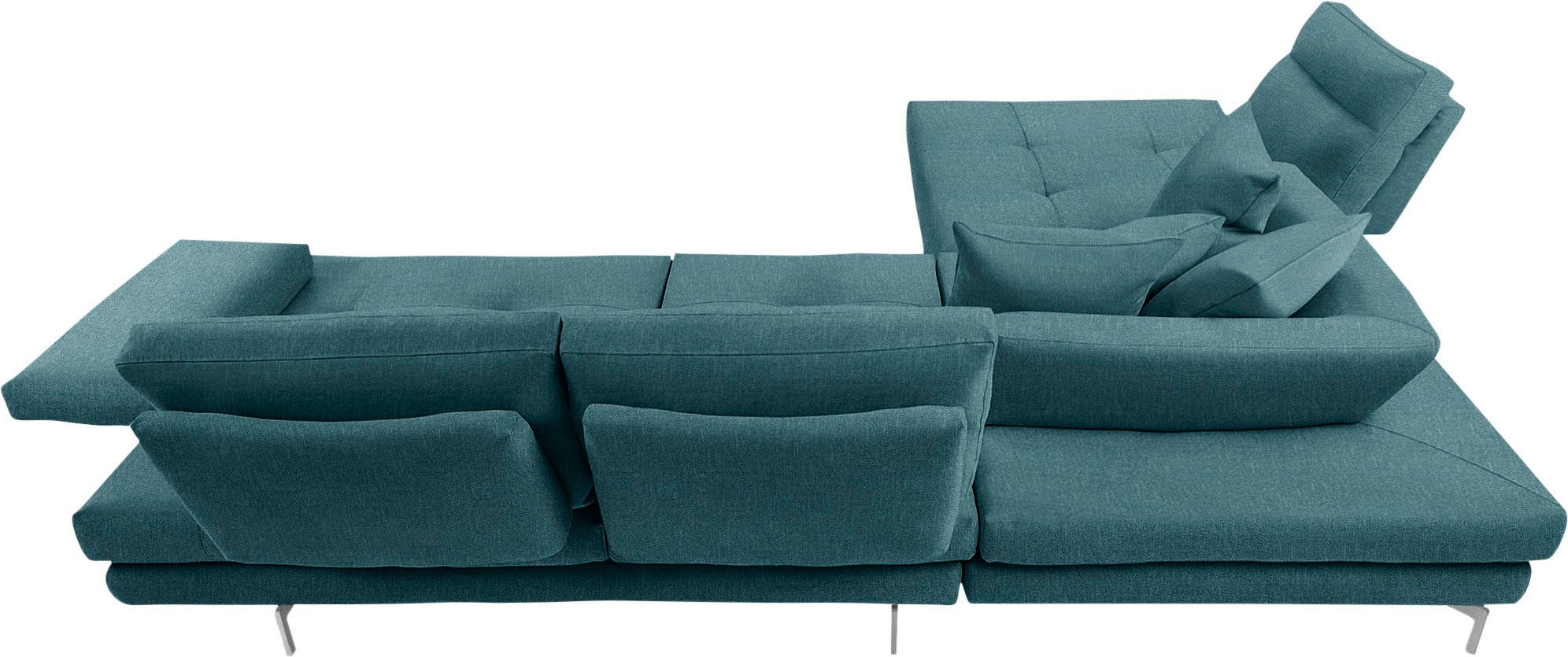 CALIA ITALIA Ecksofa »Toby Wing, L-Form, Designsofa mit sensationellem Sitzkomfort«, Sitztiefenverstell.,wahlw. mit Kissen-Set, Füße chrom glänzend
