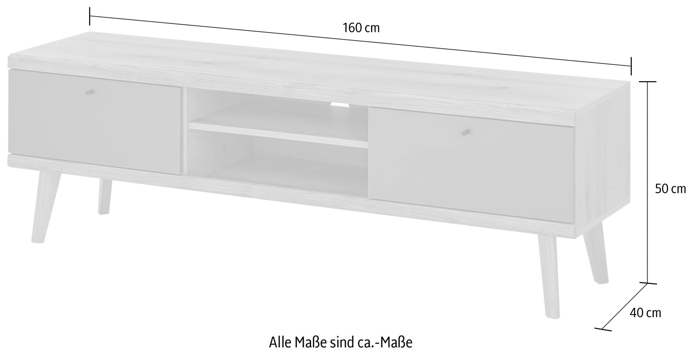 INOSIGN Lowboard »MAVAS«, in moderner Trendfarbe, Griffe aus Metall (Schwarz), Breite 160 cm