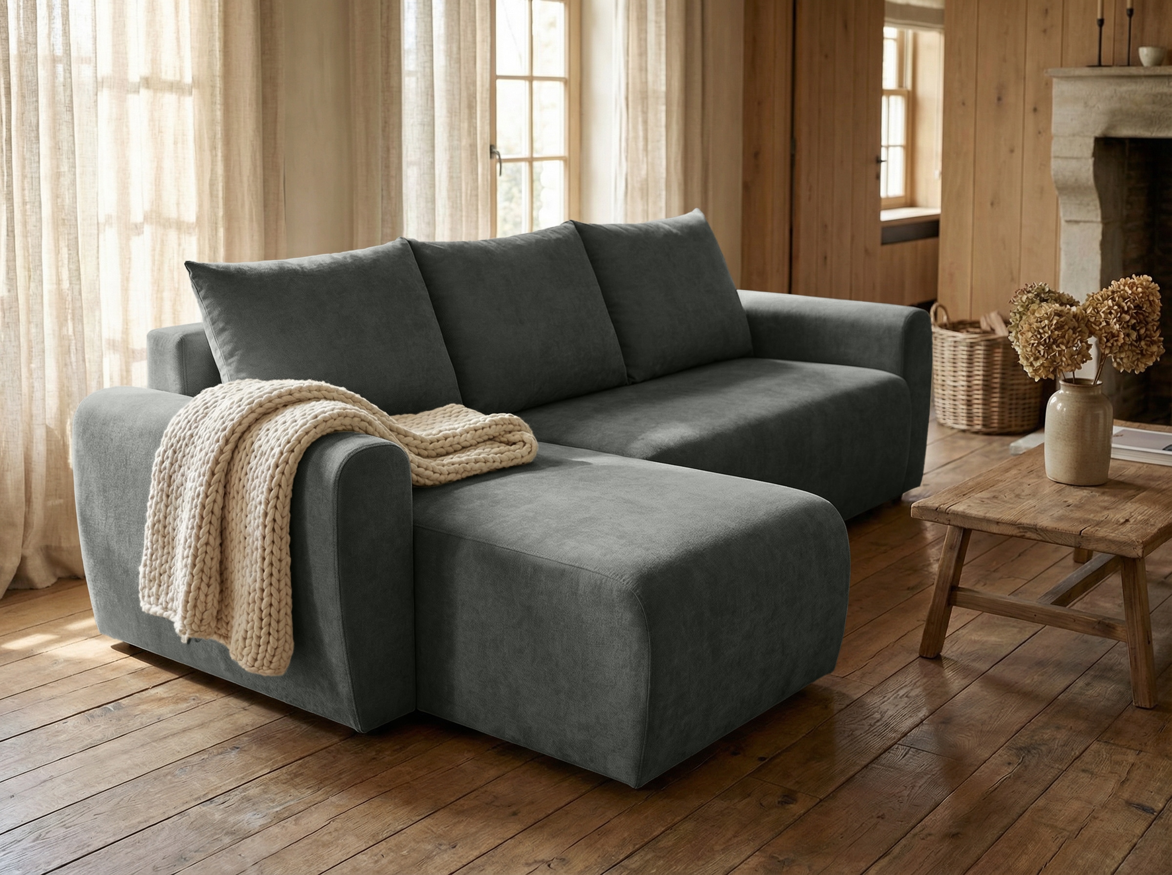 Home affaire Ecksofa "Nortrud-Uni, 241 cm, L-Form, mit Schlaffunktion u. Be günstig online kaufen