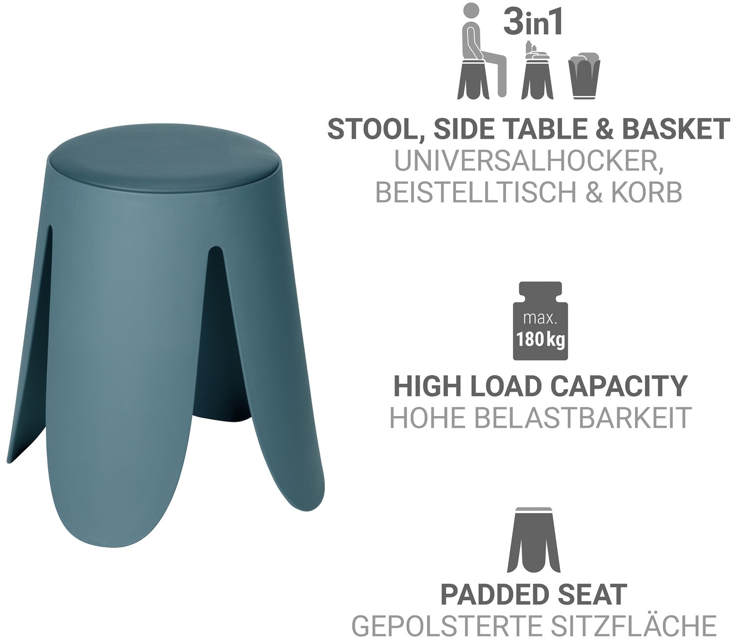 WENKO Dusch- und Badhocker »Comiso« belastbar bis 180 kg, mit rutschsicheren Füßen