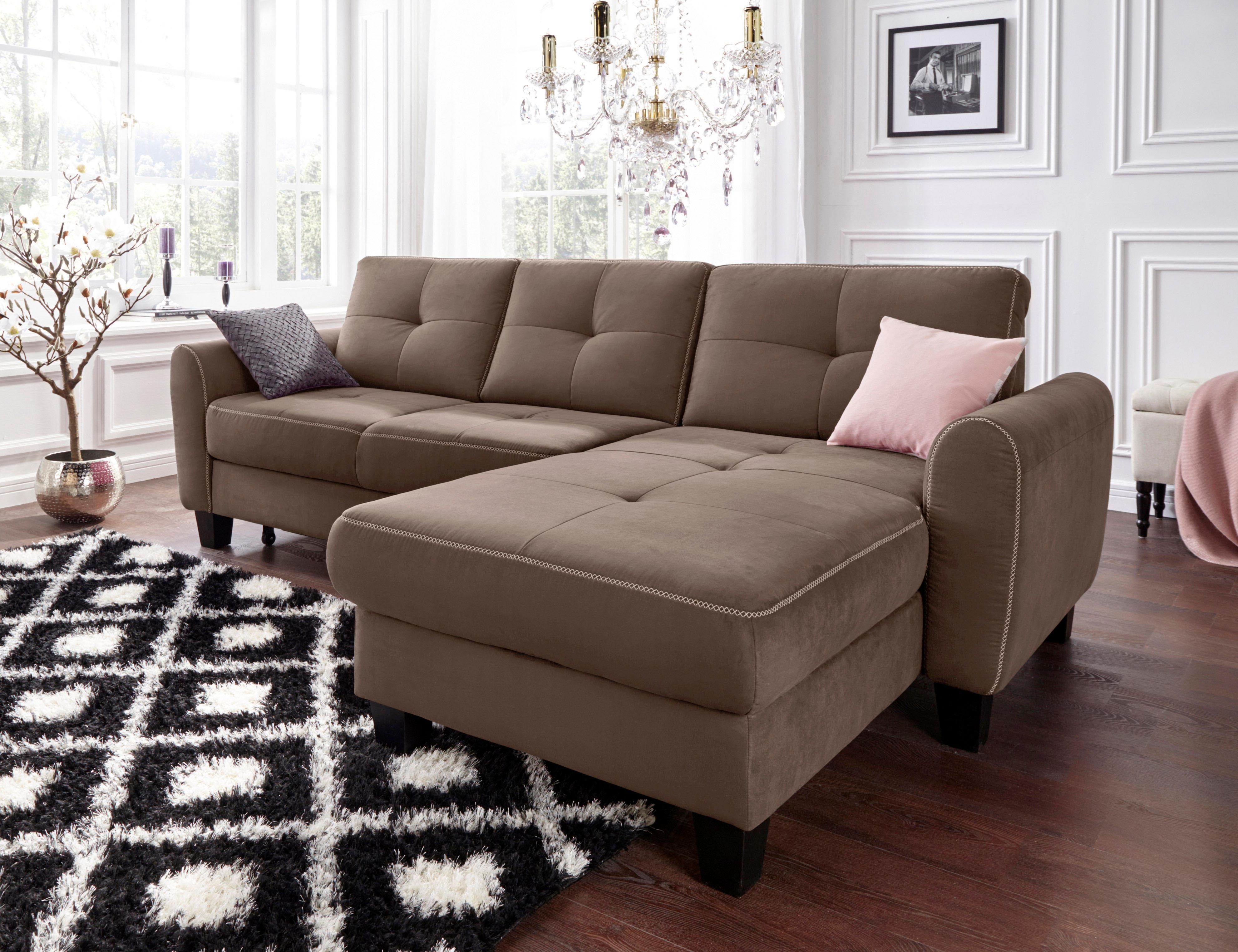 sit&more Ecksofa "Varese L-Form" mit Federkern, wahlweise mit Schlaffunktion und Stauraum