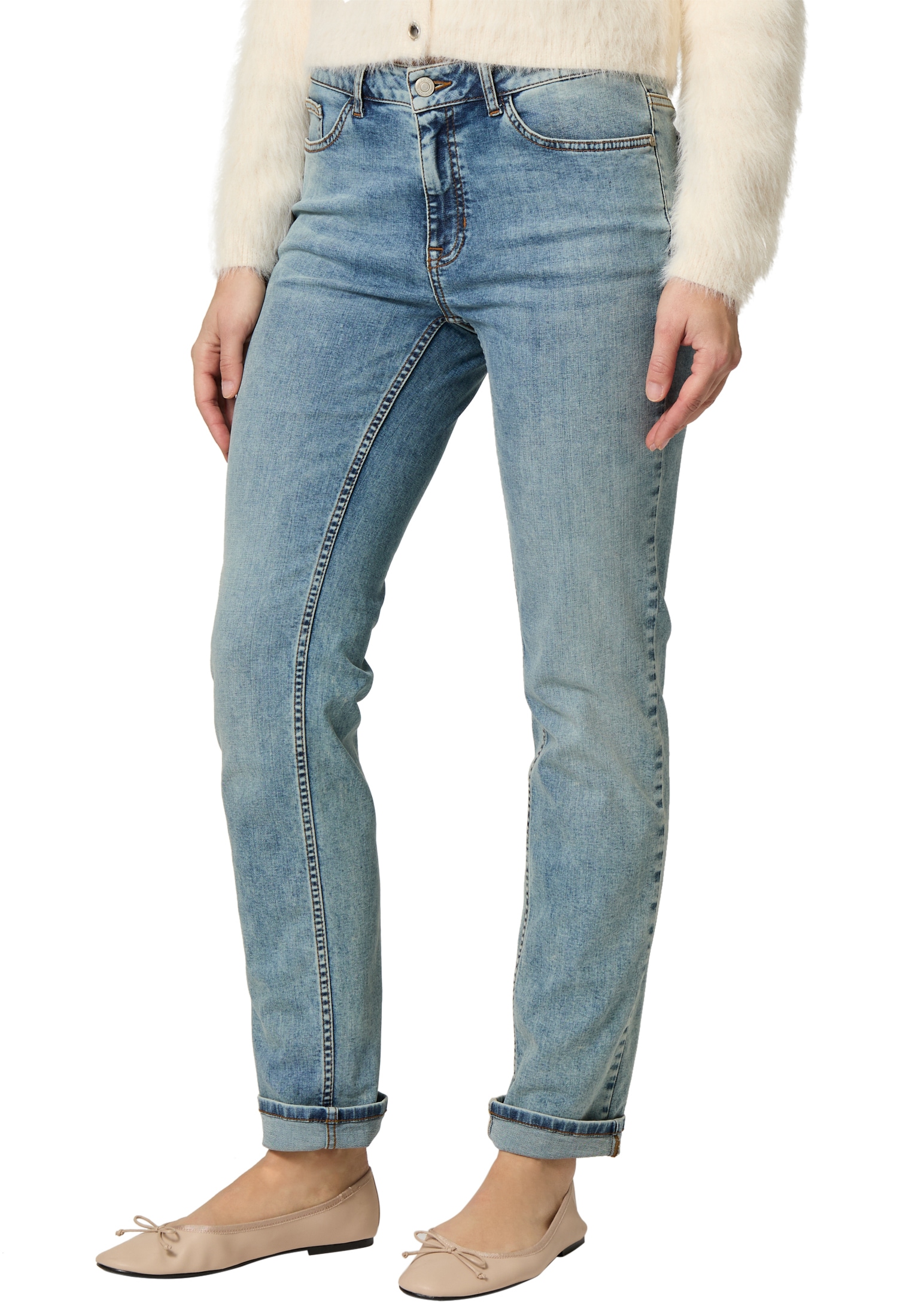 Zero Slim-fit-Jeans "zero Damen Jeans Style ORLANDO Straight Leg 32 Inch" günstig online kaufen