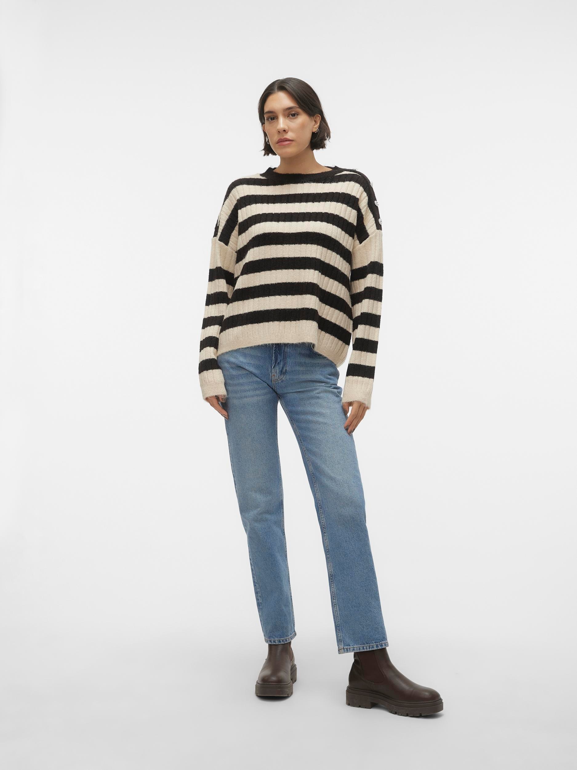 Vero Moda Rundhalspullover »VMELYA LS O-NECK BUTTON PULLOVER GA BOO«