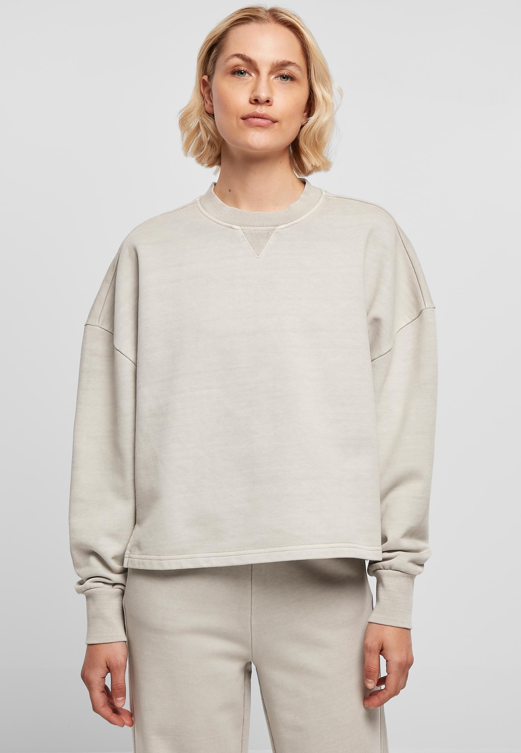 URBAN CLASSICS Sweater »Urban Classics Damen Ladies Heavy Terry Garment Dye Crewneck«, (1 tlg.)