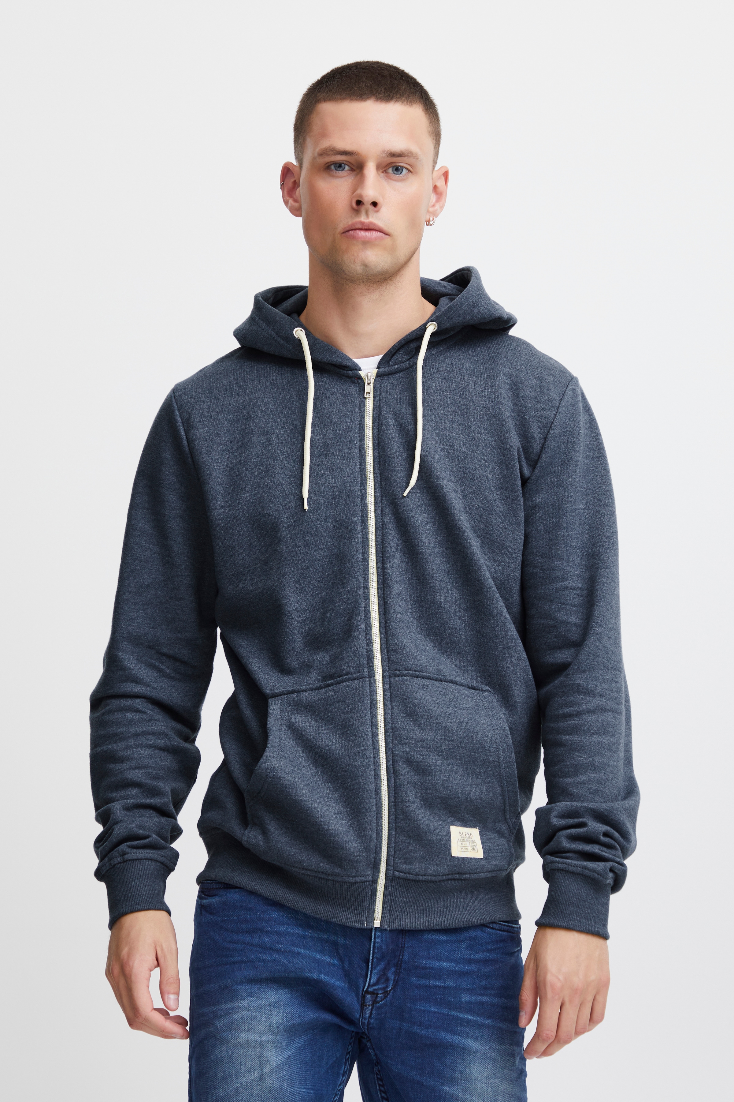 Blend Kapuzensweatjacke "BHNOAH" aus Baumwolle und Polyester, Slim Fit, mit Reißverschluss