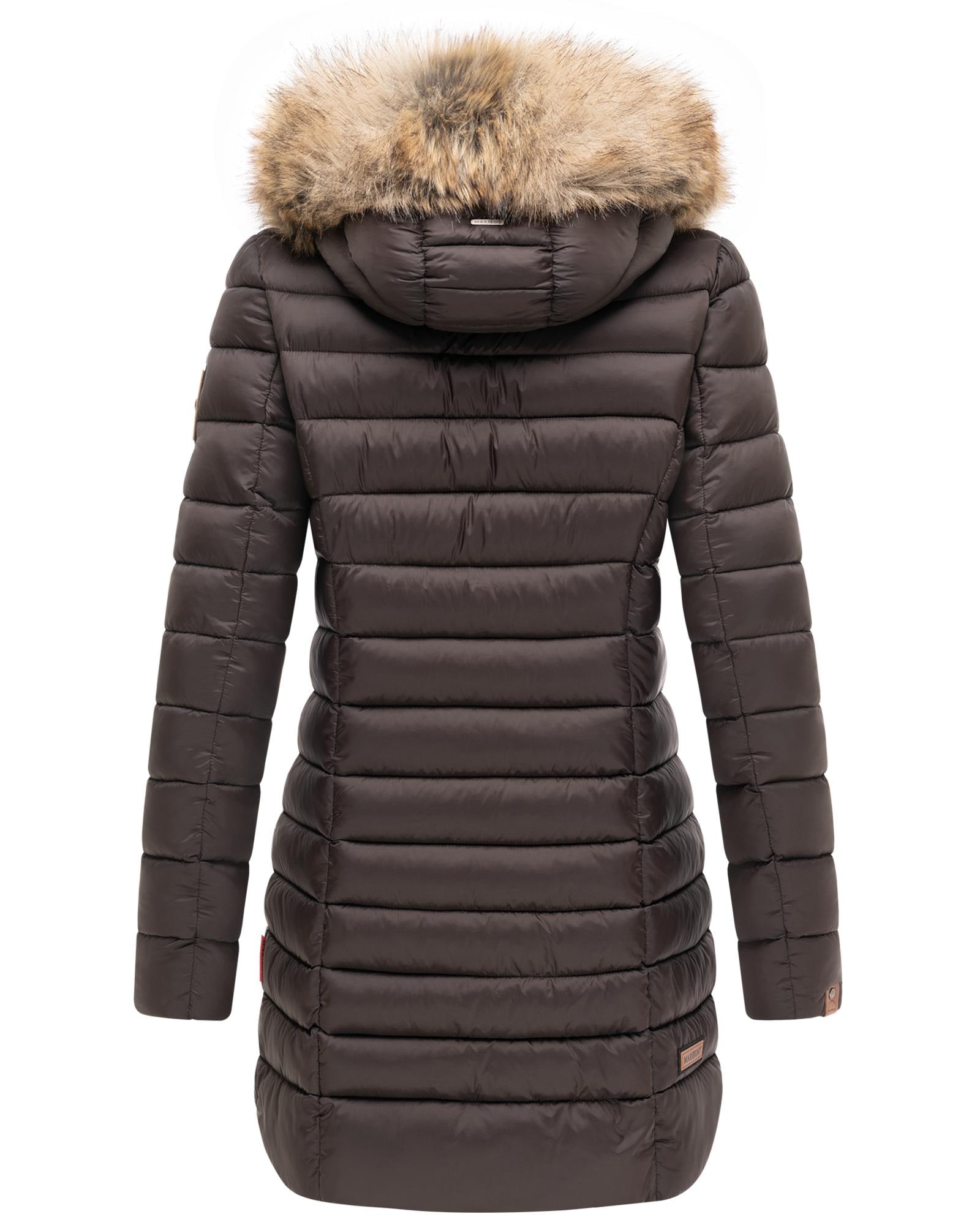 Marikoo Steppmantel »Rose-Stepp« zeitloser Winterparka mit großer Kunstfellkapuze