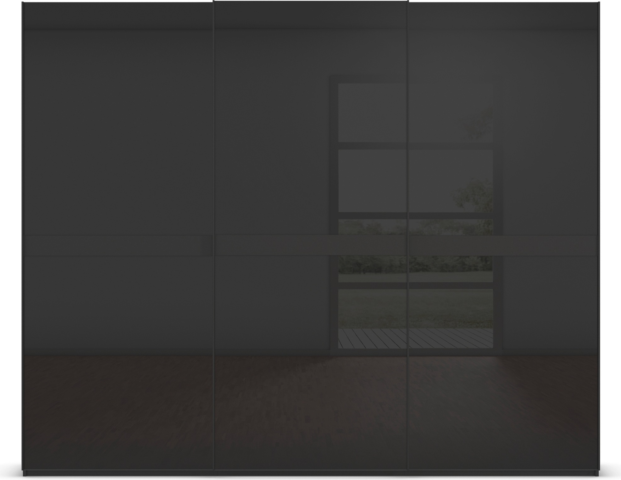 rauch Schwebetürenschrank »Kleiderschrank Schrank Garderobe Schlafzimmerschrank SCALE-LINE«, edle Optik mit Bauchbinde in Korpusfarbe mit Glasfront MADE IN GERMANY