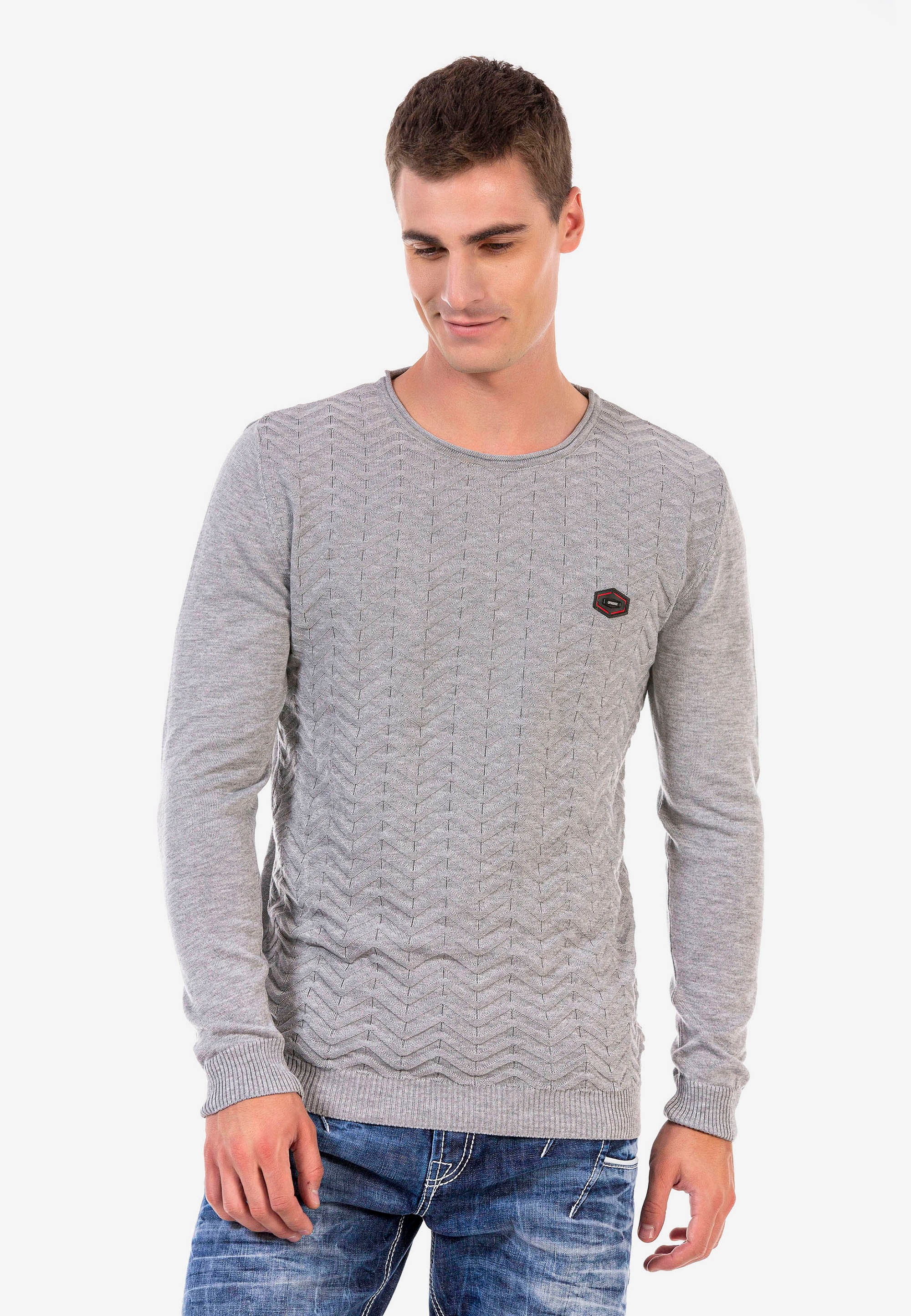 Cipo & Baxx Strickpullover, mit dezentem Strickmuster