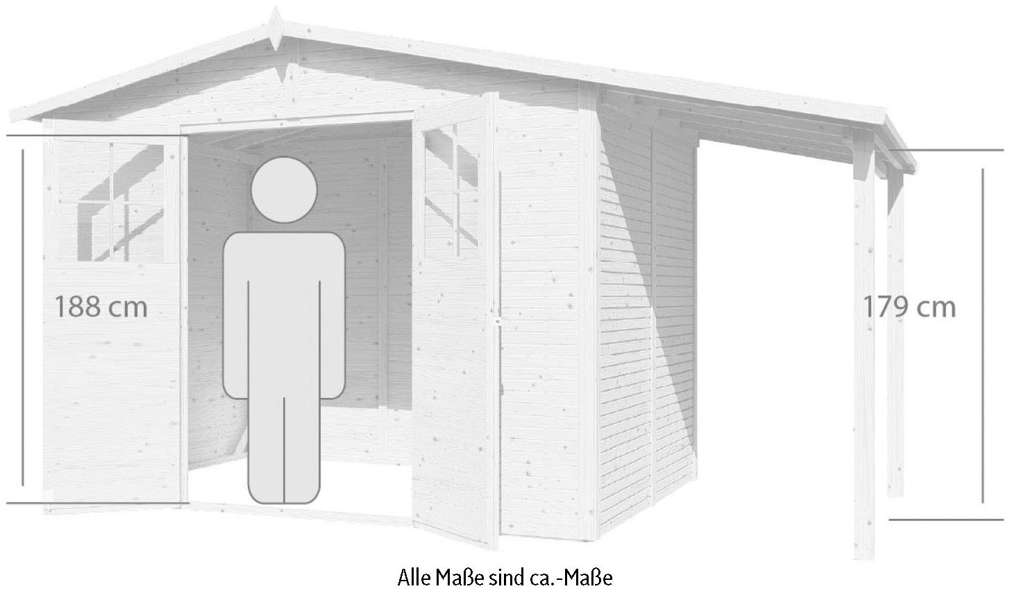 KONIFERA Gartenhaus »Alto 4 PLUS Fineline Satteldach«, mit Anbaudach