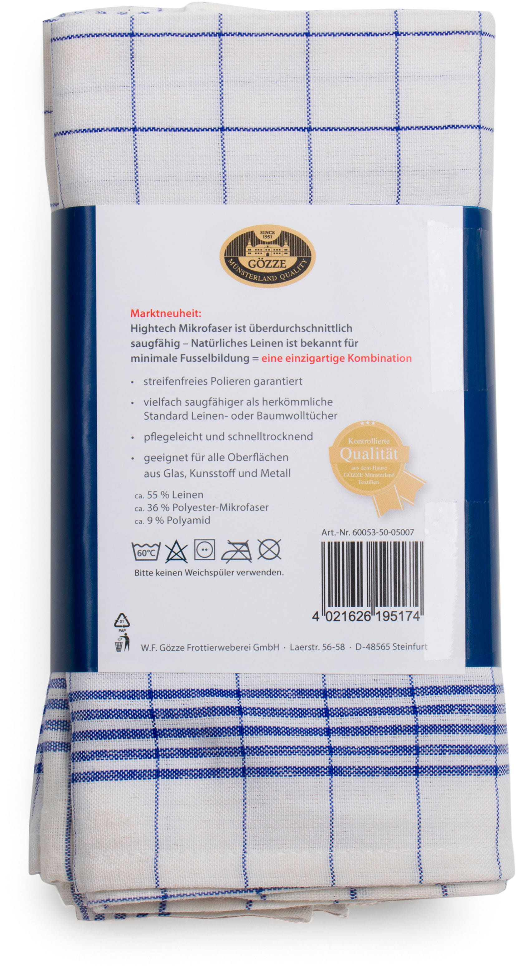 Thumbnail - Gözze Geschirrtuch "Gläser und Poliertuch, Des. 60053, 50x70 cm" Mikrofaser