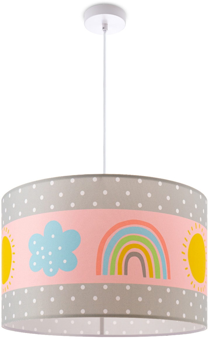 Paco Home Pendelleuchte »Cosmo 962«, 1 flammig-flammig, Lampe Kinderzimmer  Deckenlampe Regenbogen Sonne Rosa Grau Weiß E27 | BAUR