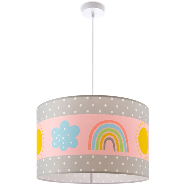 Paco Home Pendelleuchte »Cosmo 962«, 1 flammig-flammig, Lampe Kinderzimmer  Deckenlampe Regenbogen Sonne Rosa Grau Weiß E27 | BAUR